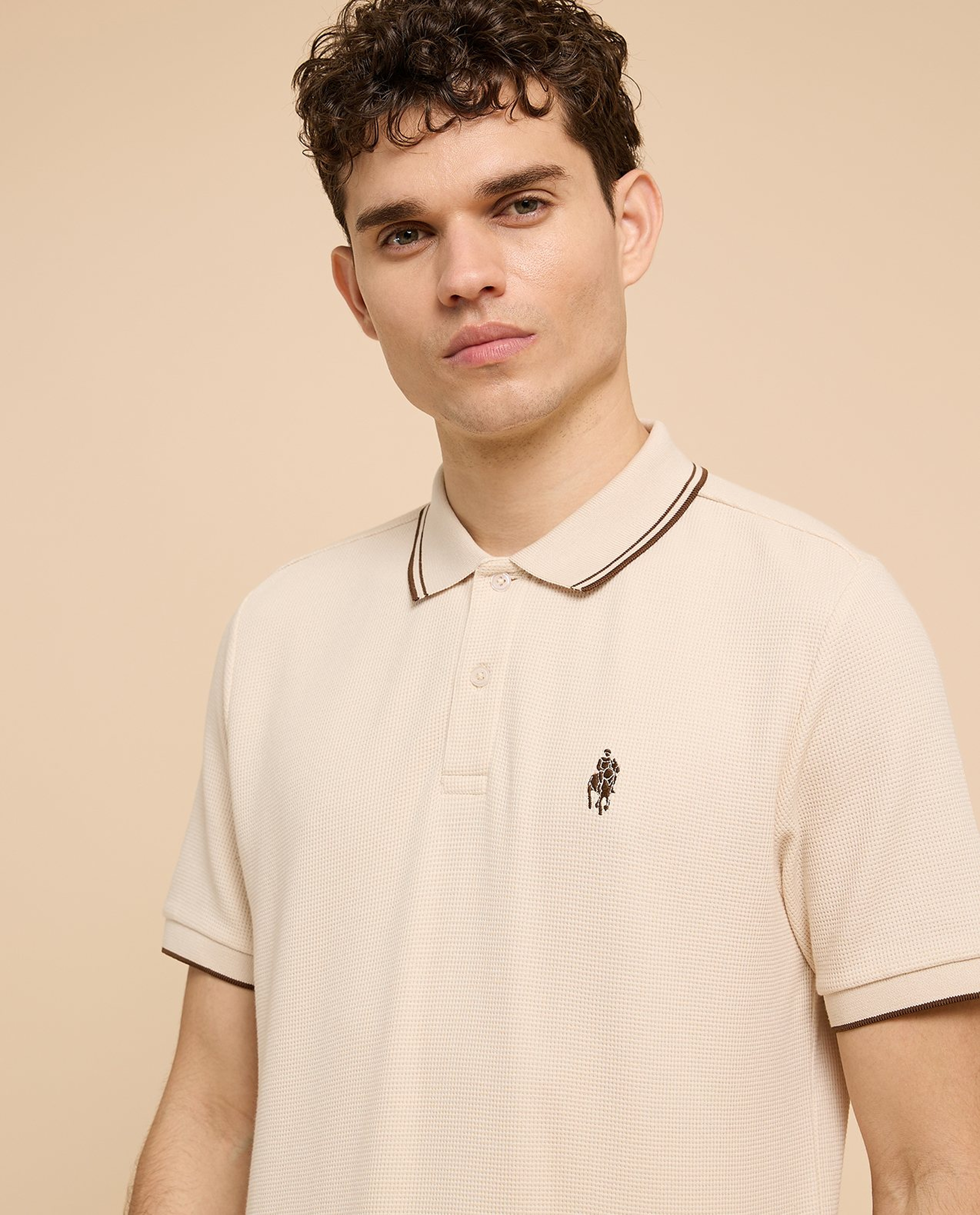 Logo Embroidered Polo T-Shirt with Short Sleeves
