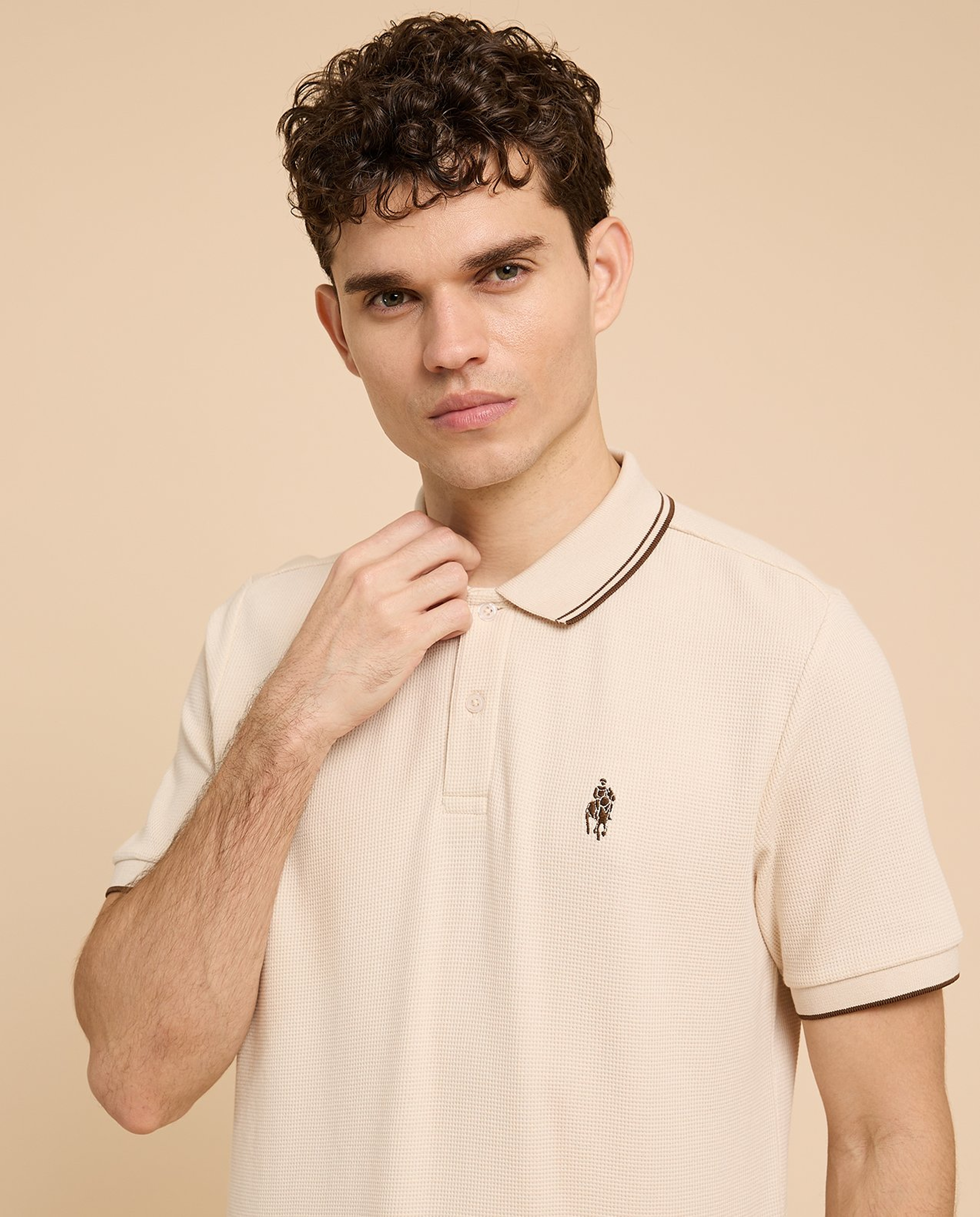 Logo Embroidered Polo T-Shirt with Short Sleeves