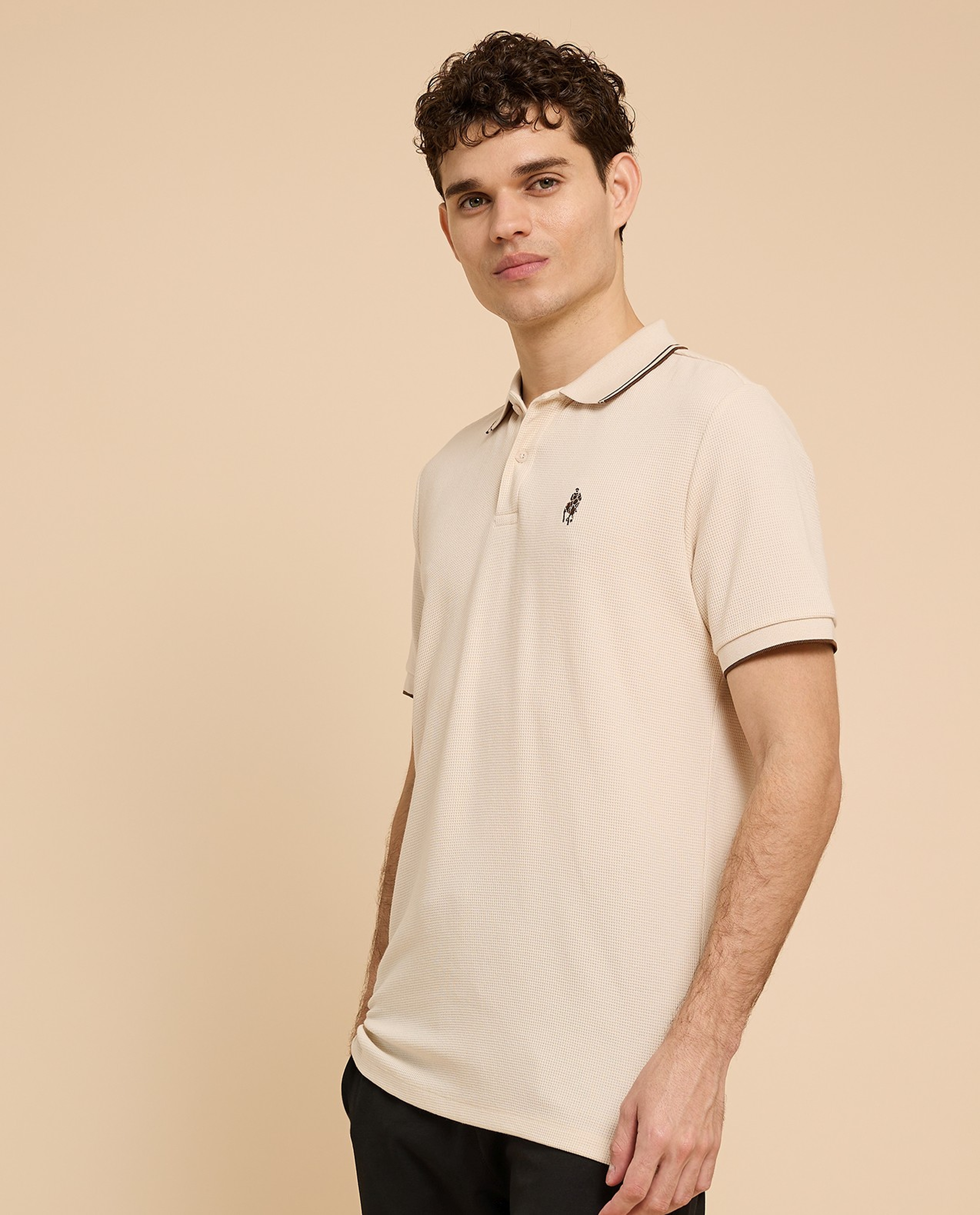 Logo Embroidered Polo T-Shirt with Short Sleeves