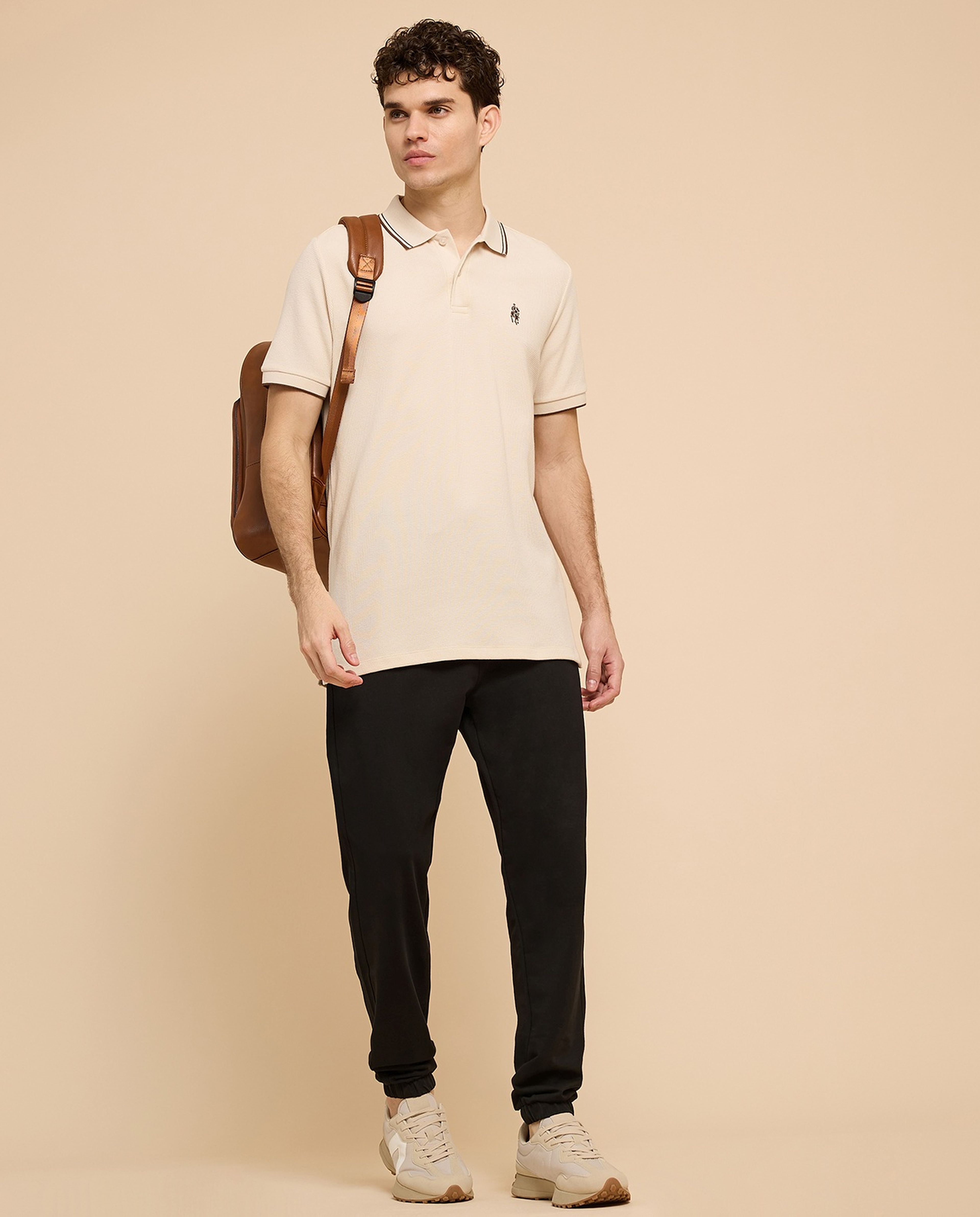 Logo Embroidered Polo T-Shirt with Short Sleeves