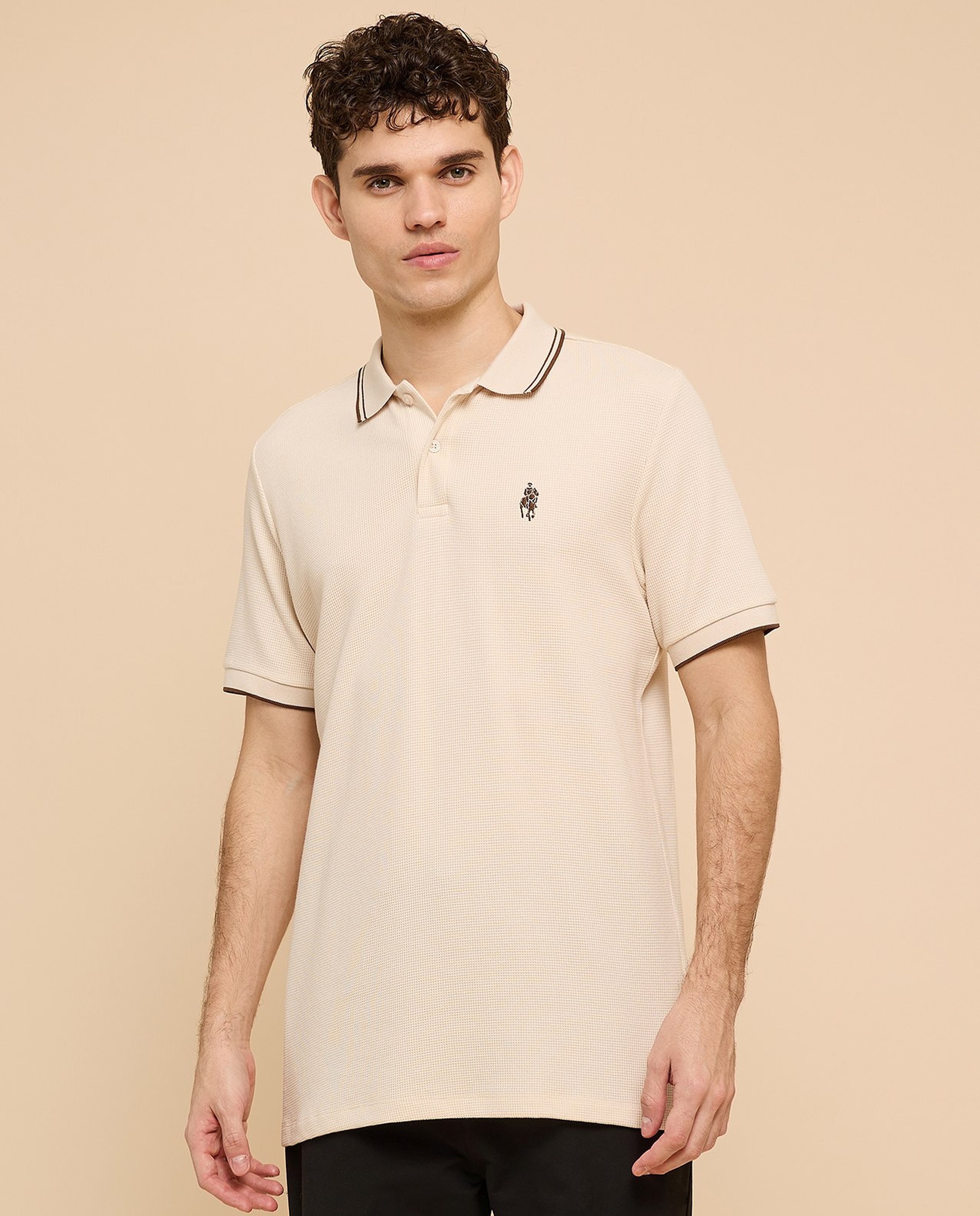 Logo Embroidered Polo T-Shirt with Short Sleeves