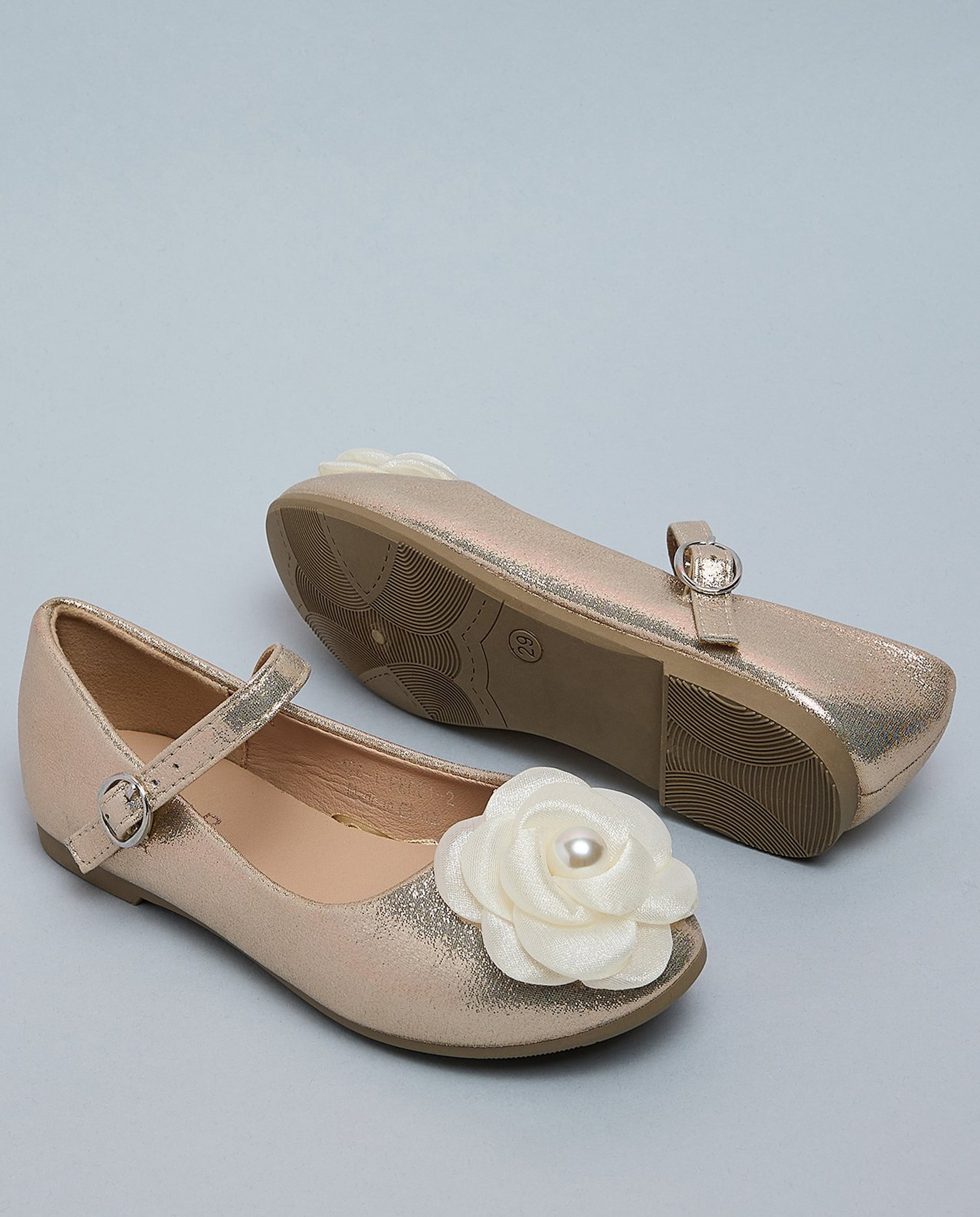 Rose Appliqued Mary Jane Shoes