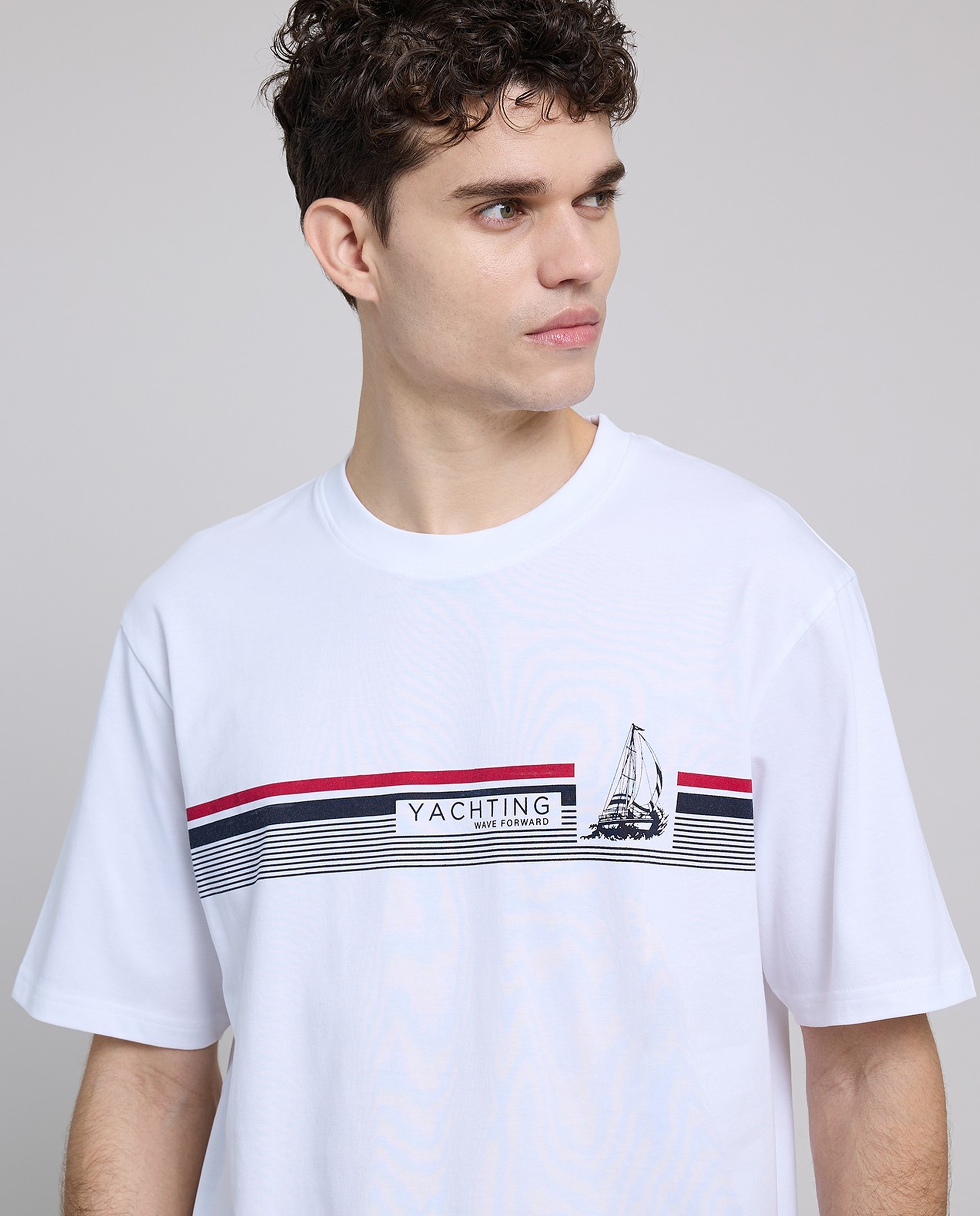 Printed T-Shirt with Crew Neck and Short Sleeves