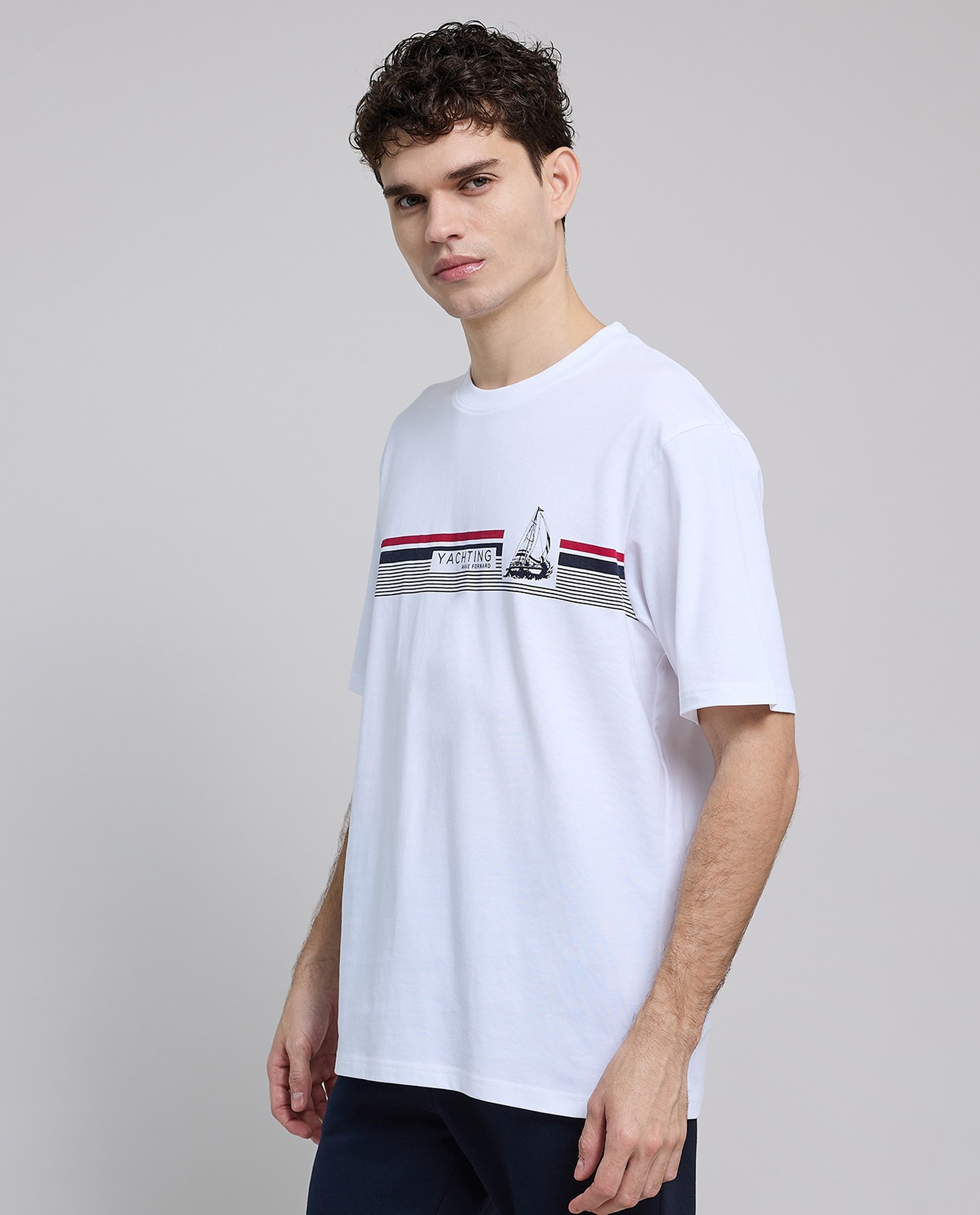 Printed T-Shirt with Crew Neck and Short Sleeves