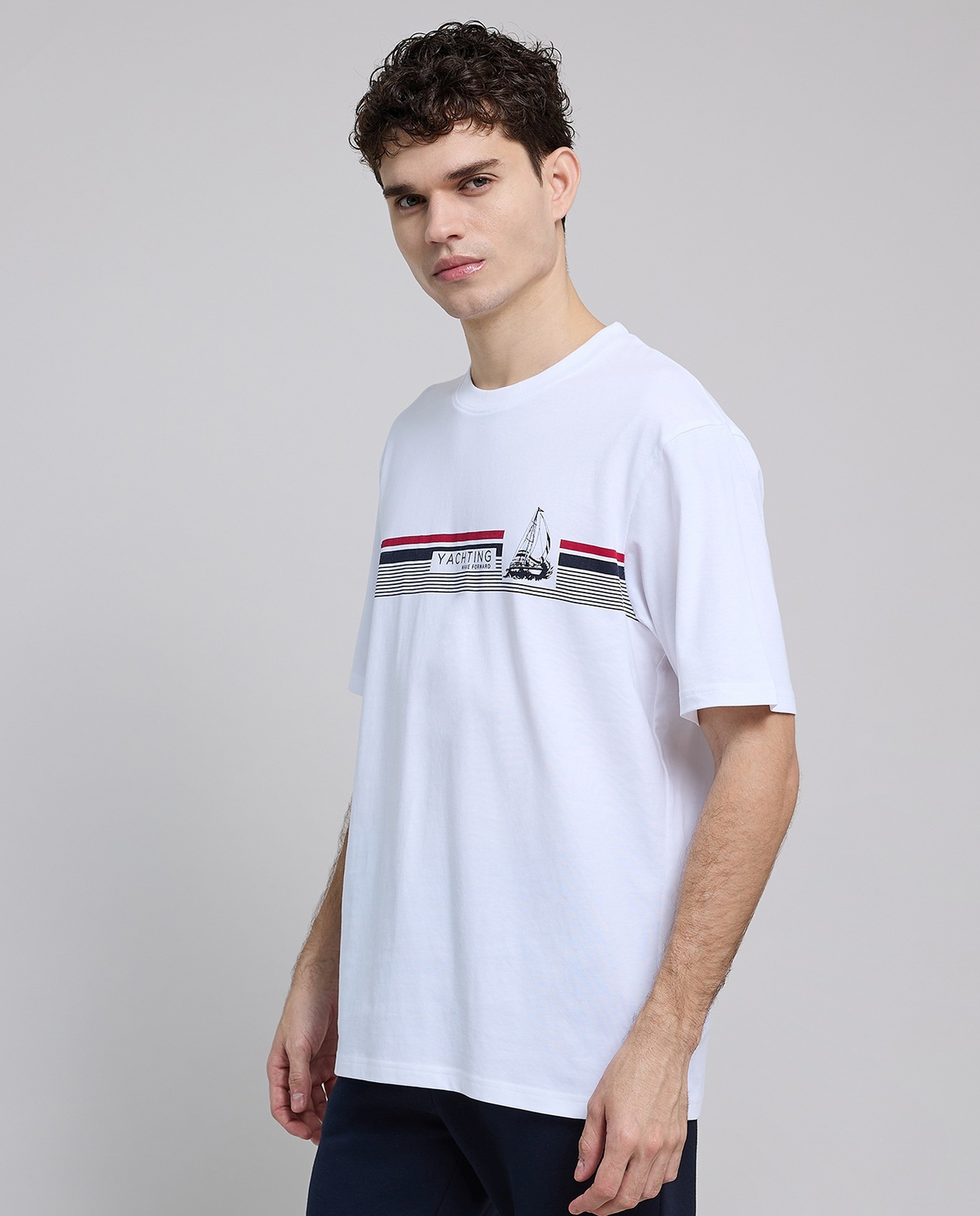 Printed T-Shirt with Crew Neck and Short Sleeves