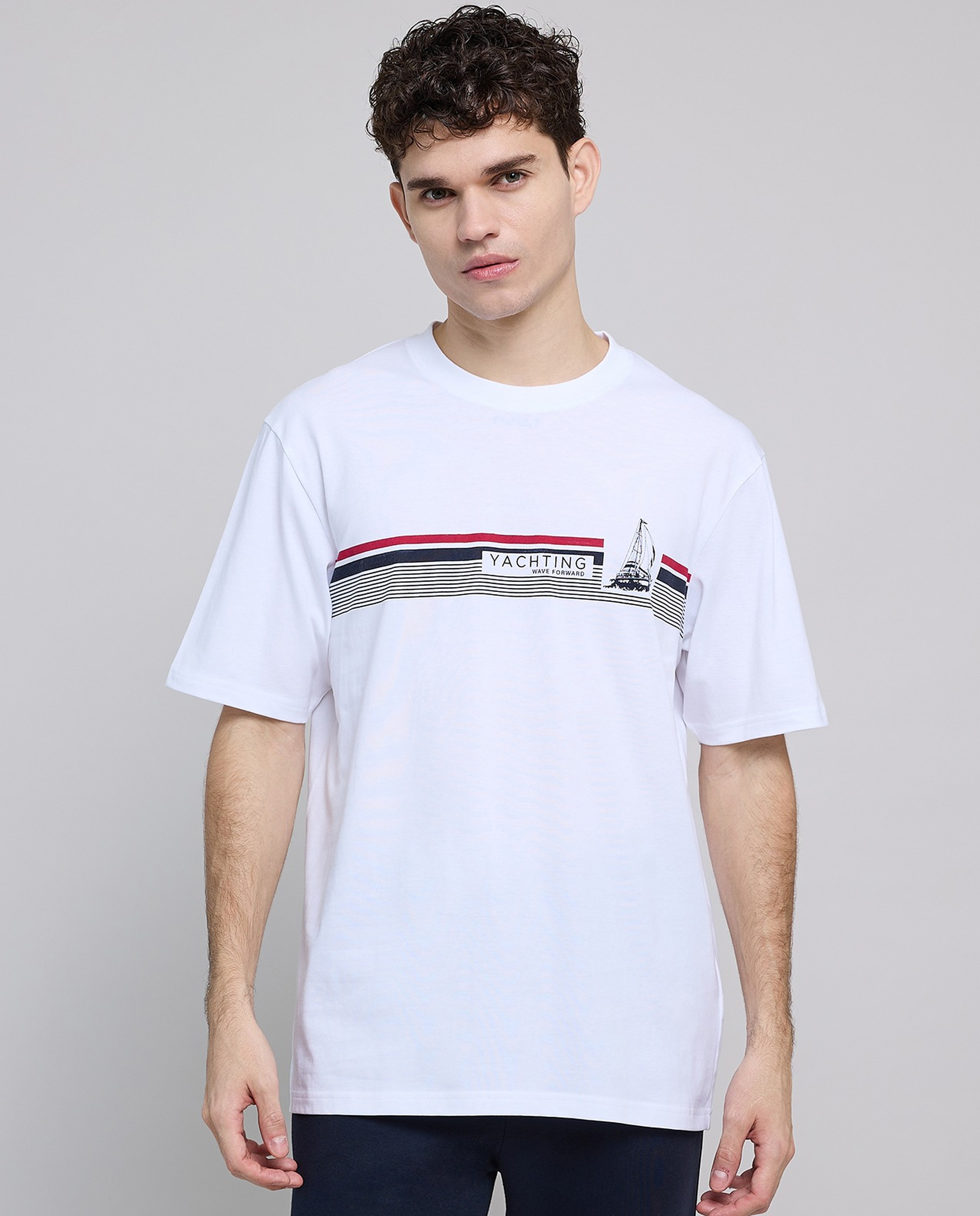 Printed T-Shirt with Crew Neck and Short Sleeves