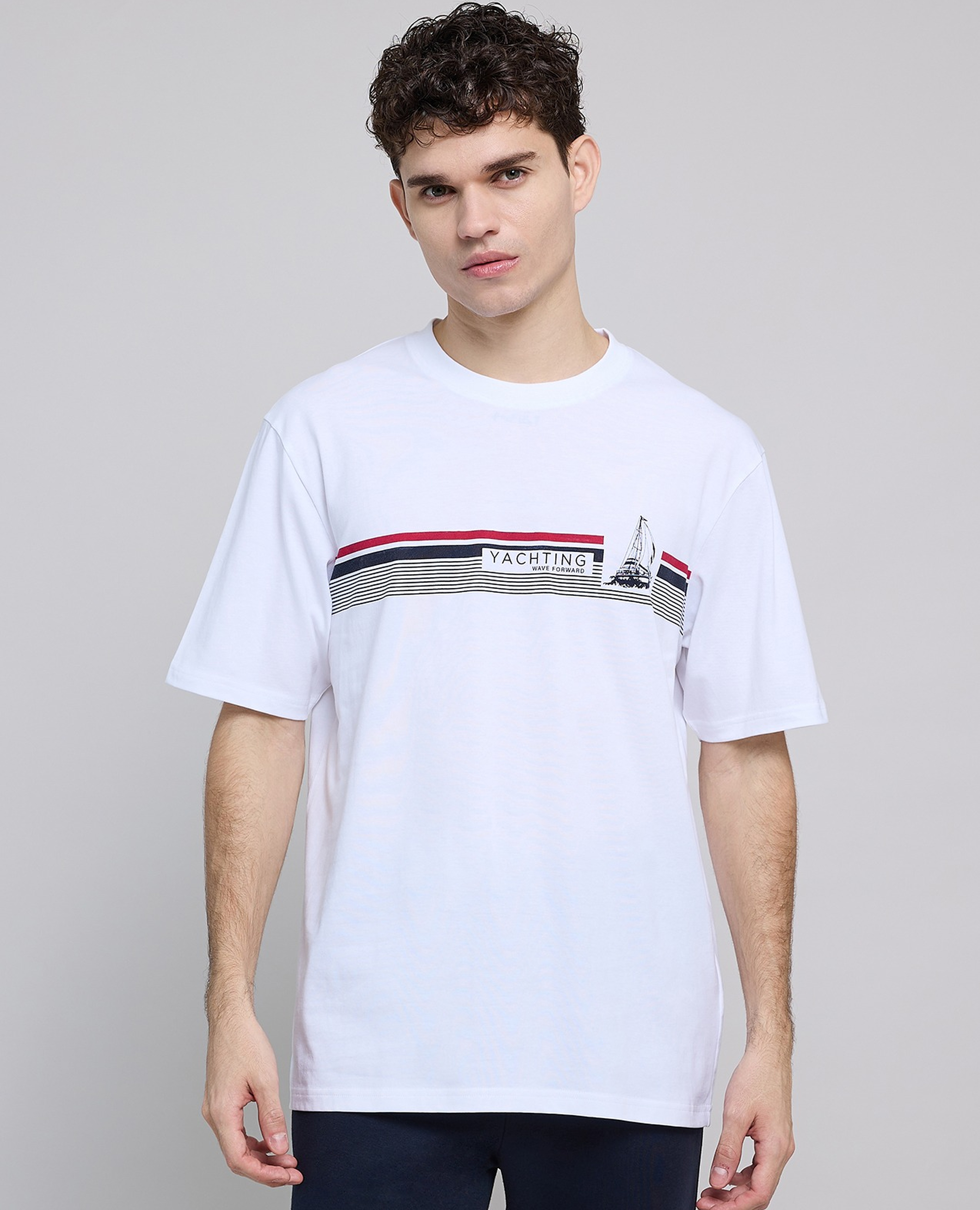 Printed T-Shirt with Crew Neck and Short Sleeves