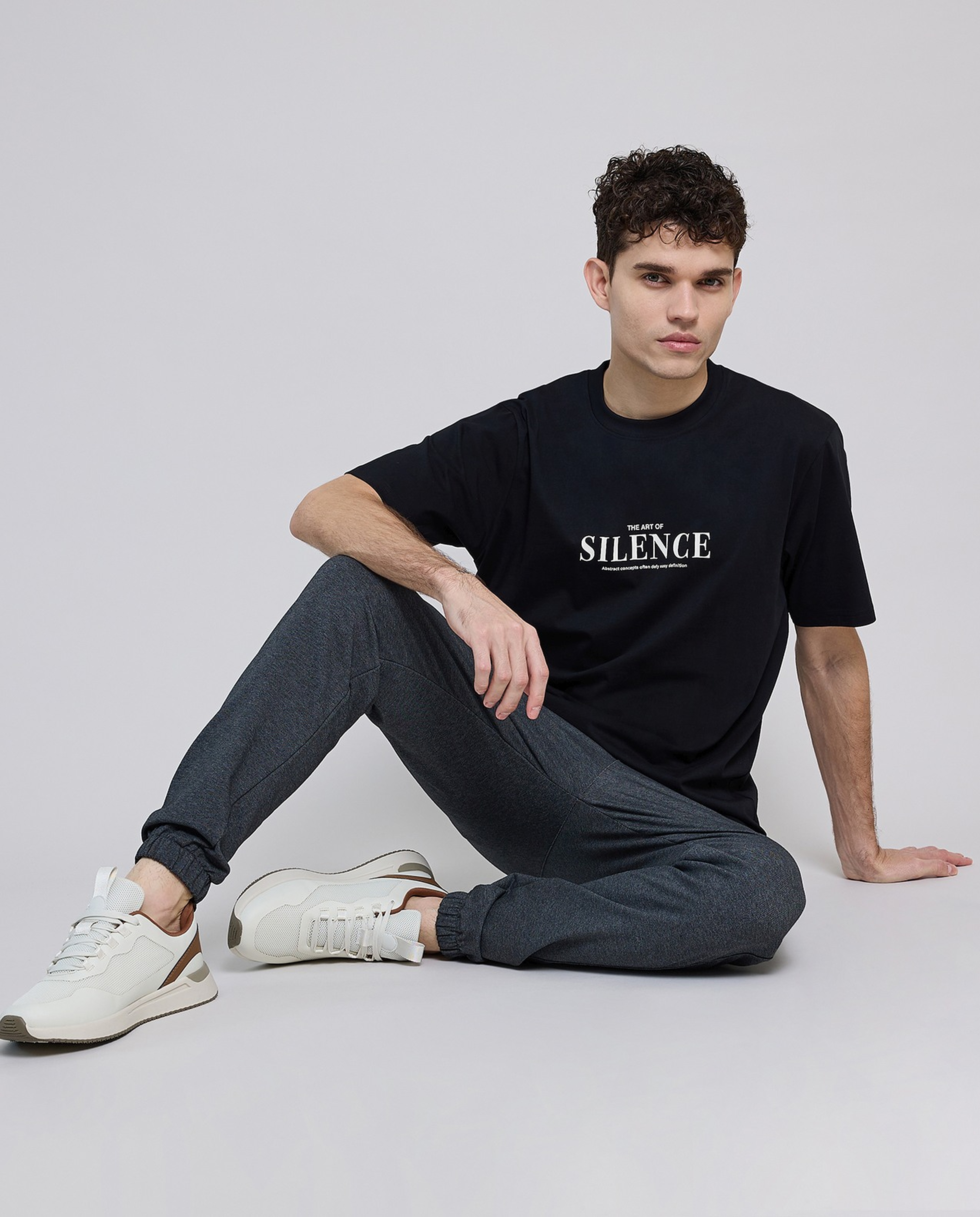 Typography Print T-Shirt with Crew Neck and Short Sleeves