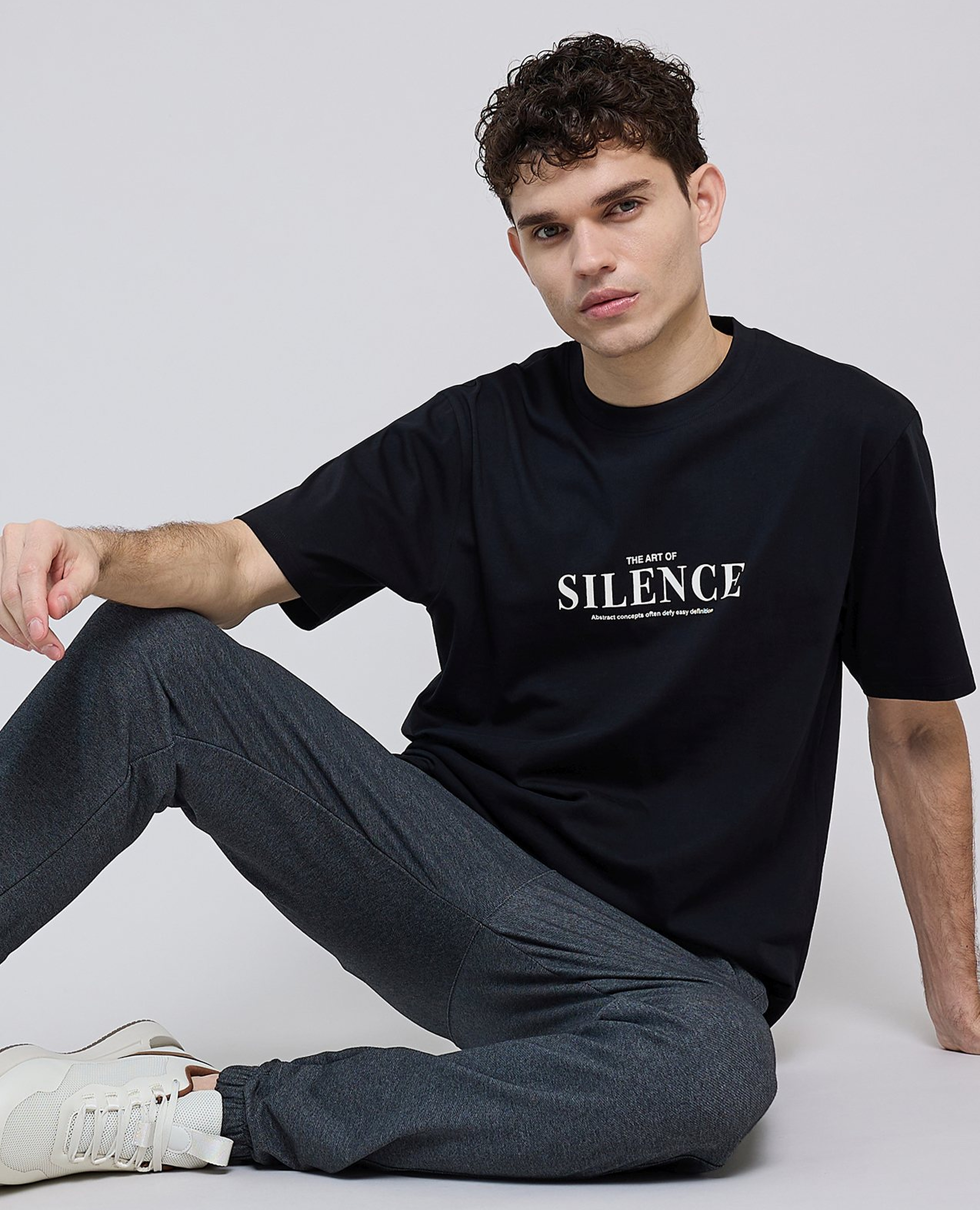 Typography Print T-Shirt with Crew Neck and Short Sleeves