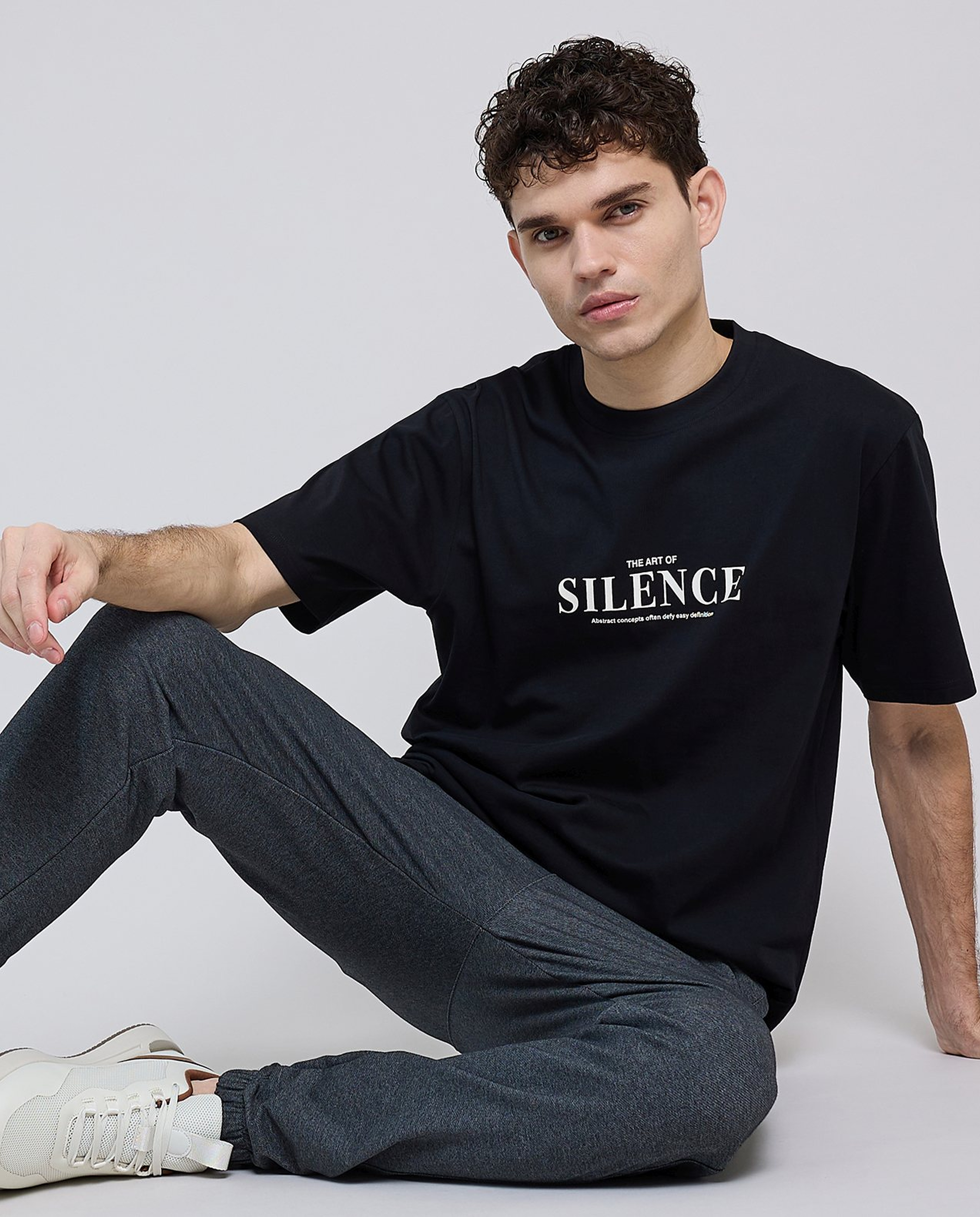 Typography Print T-Shirt with Crew Neck and Short Sleeves