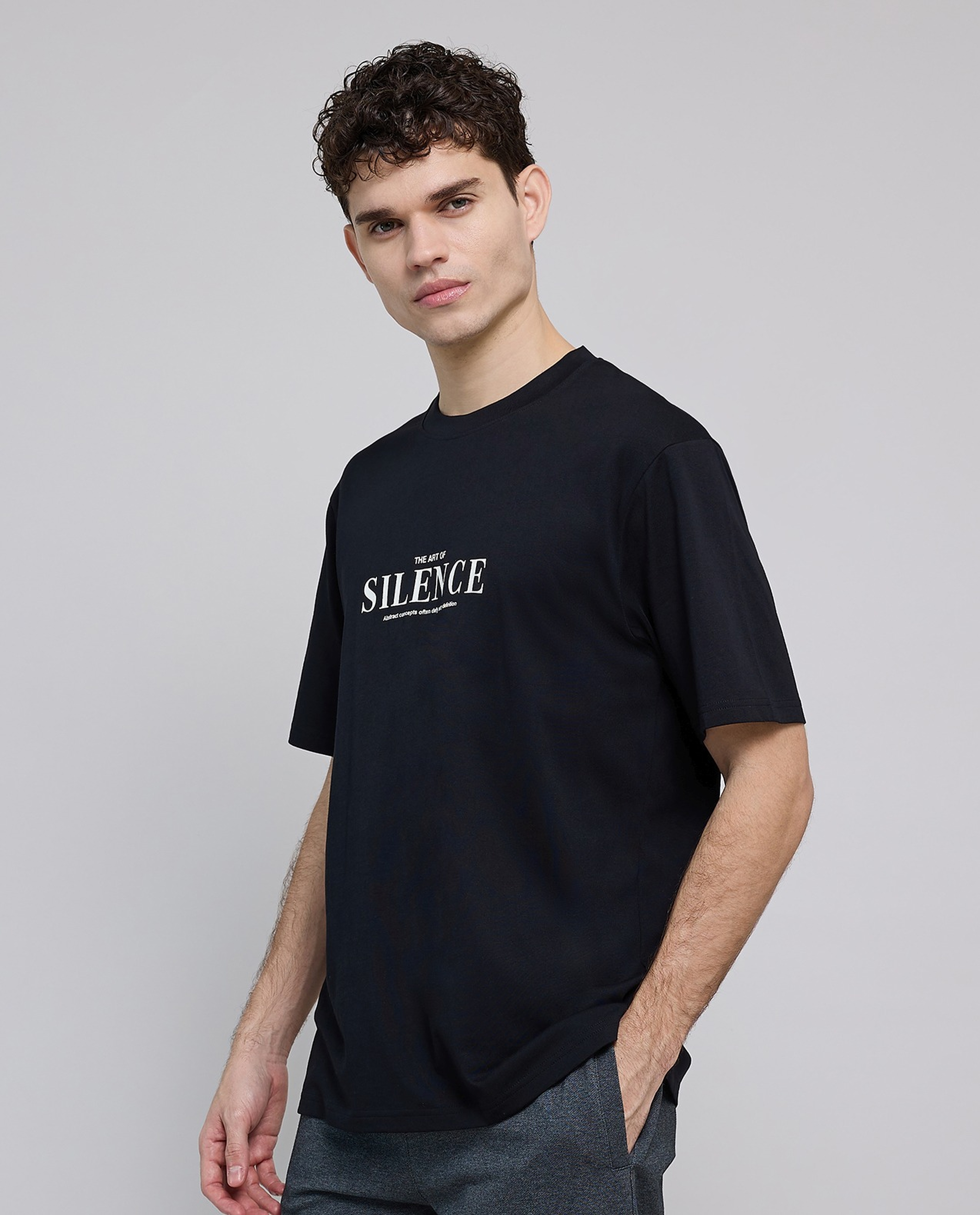 Typography Print T-Shirt with Crew Neck and Short Sleeves