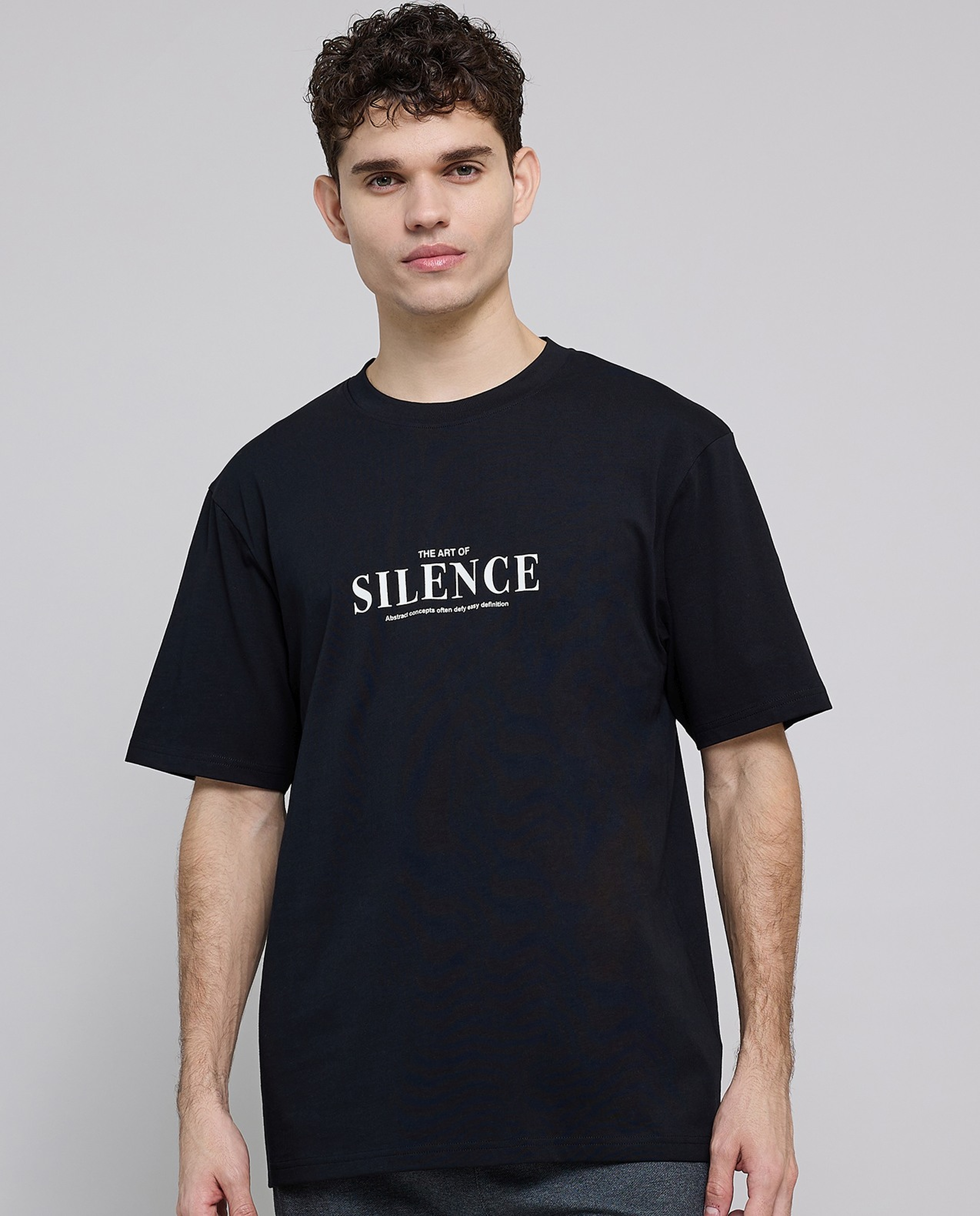 Typography Print T-Shirt with Crew Neck and Short Sleeves