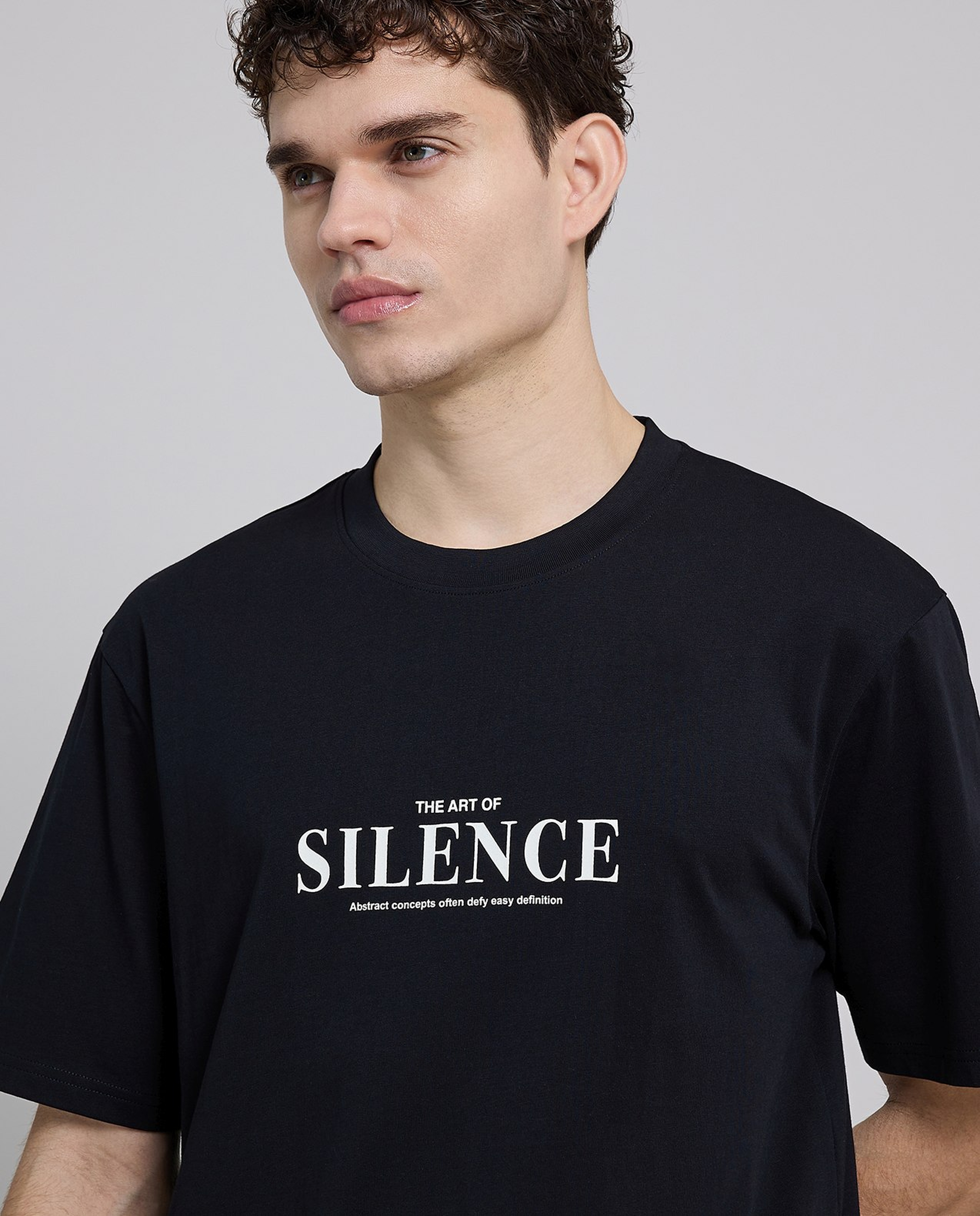 Typography Print T-Shirt with Crew Neck and Short Sleeves