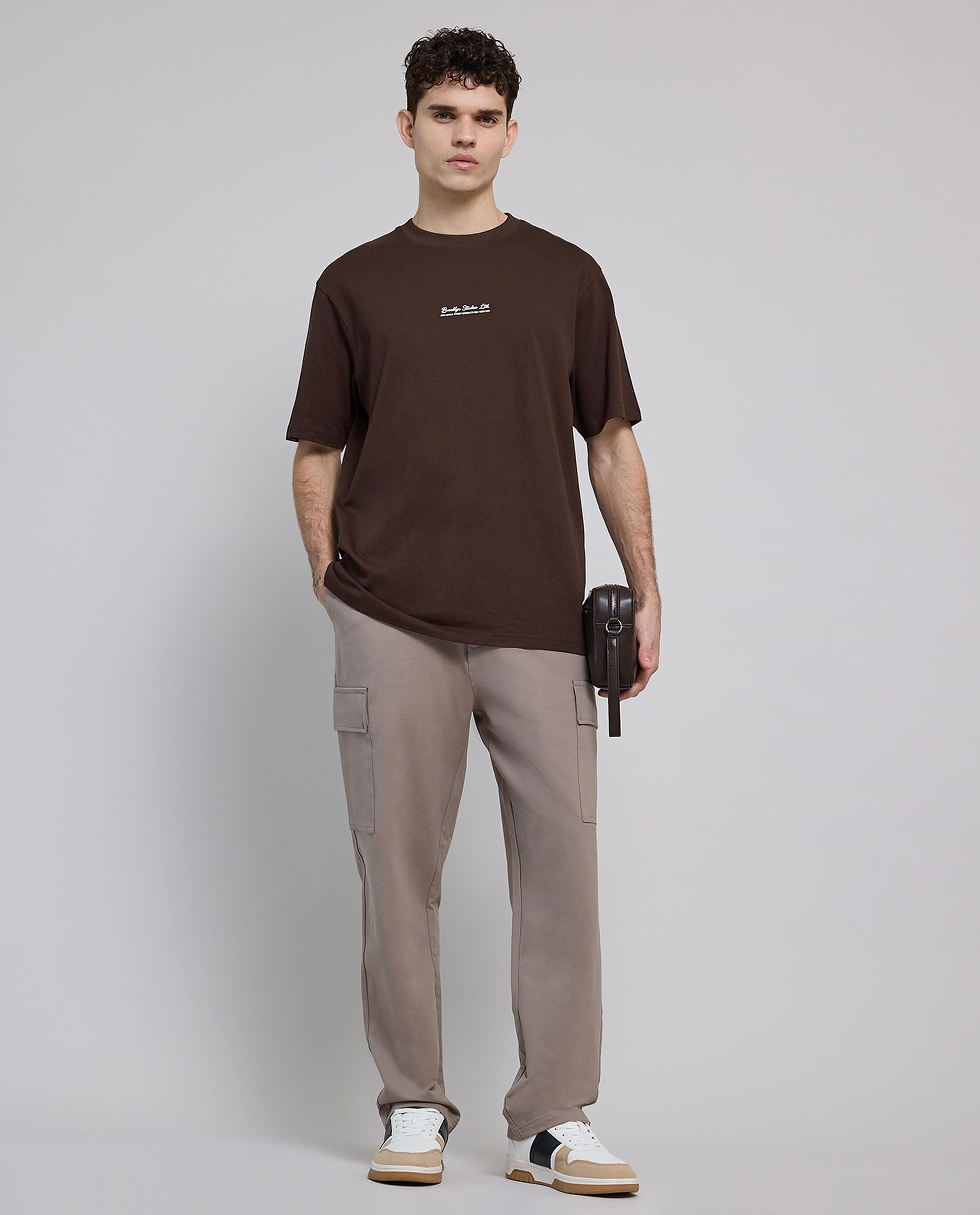 Typography Print T-Shirt with Crew Neck and Short Sleeves