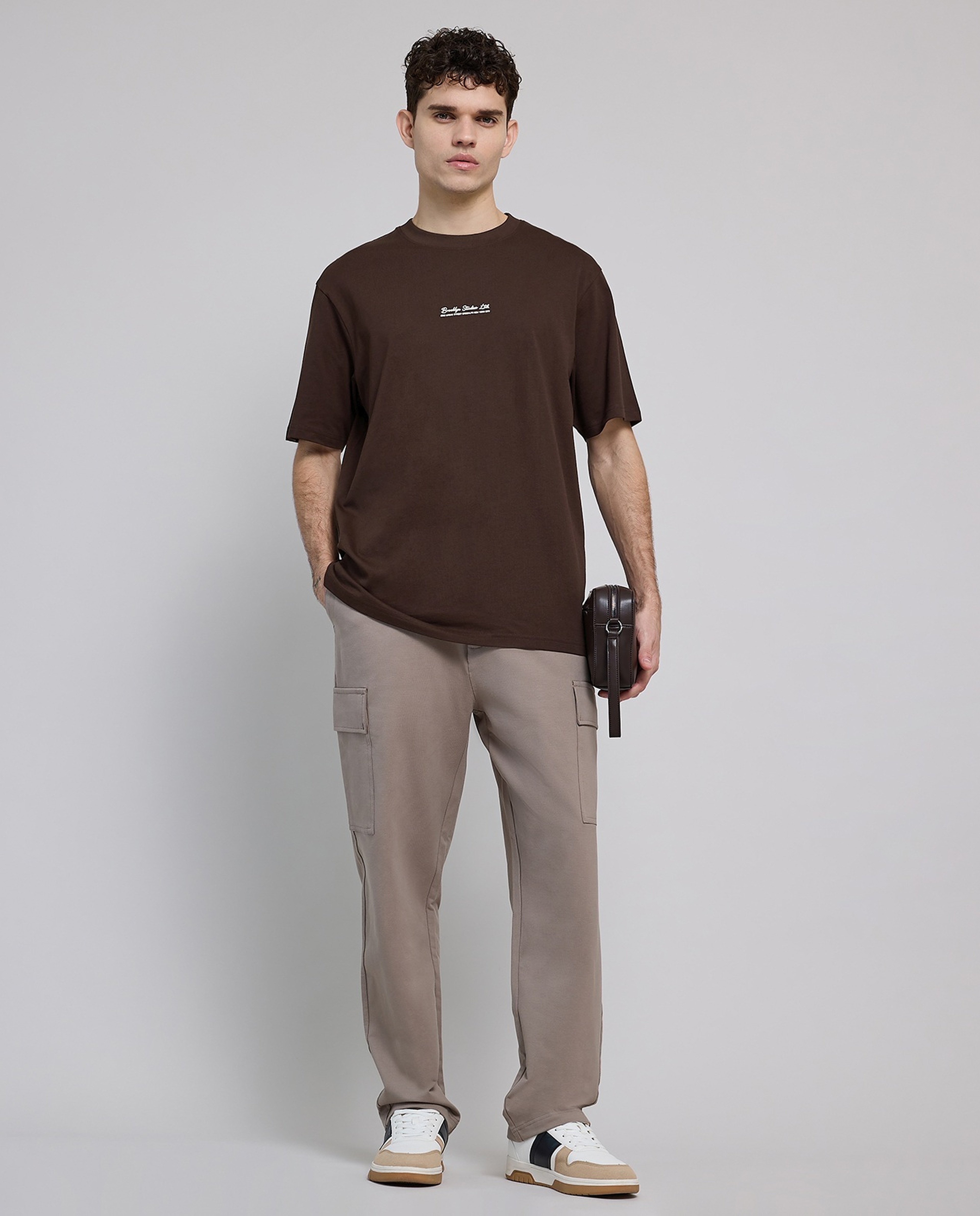 Typography Print T-Shirt with Crew Neck and Short Sleeves