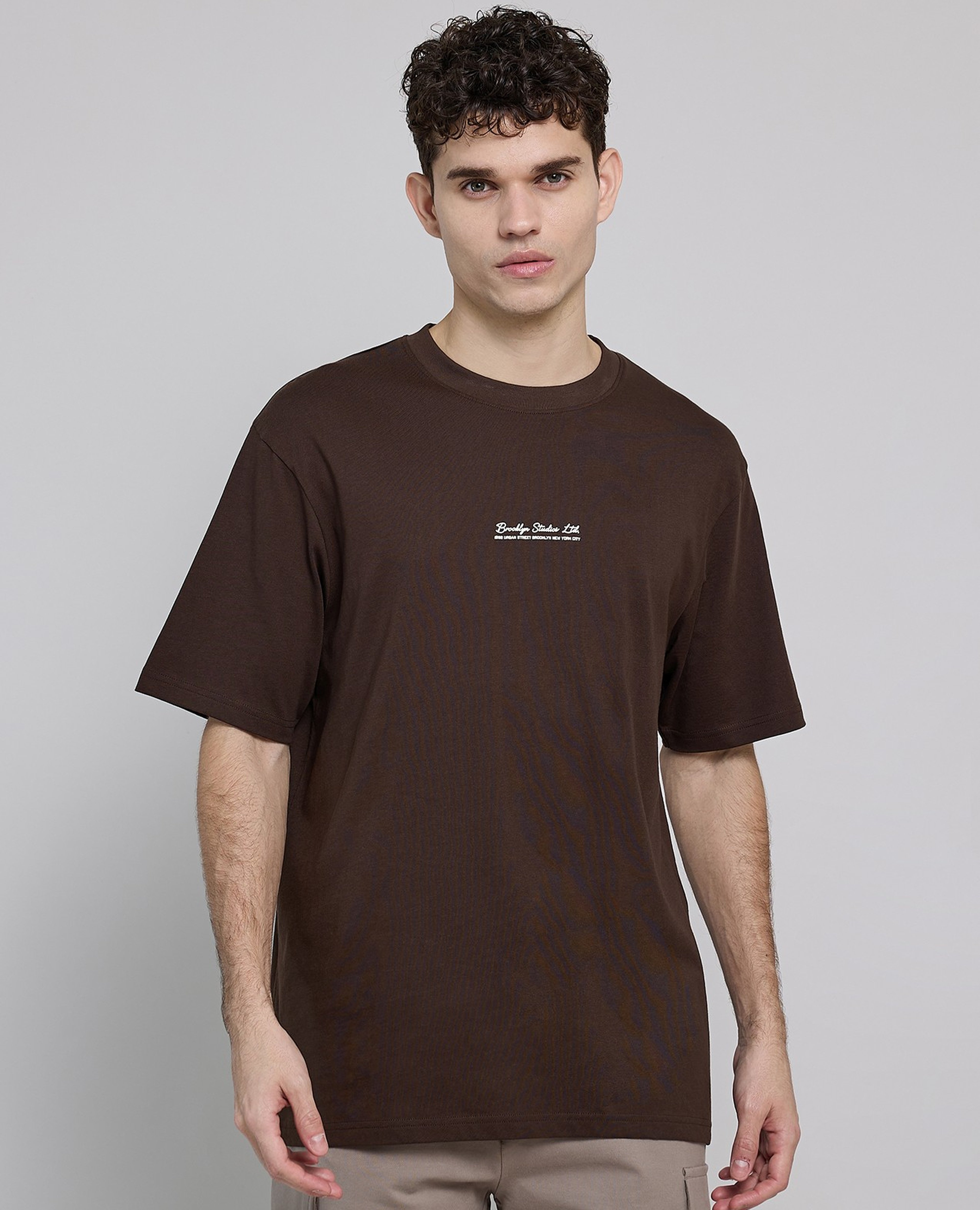 Typography Print T-Shirt with Crew Neck and Short Sleeves