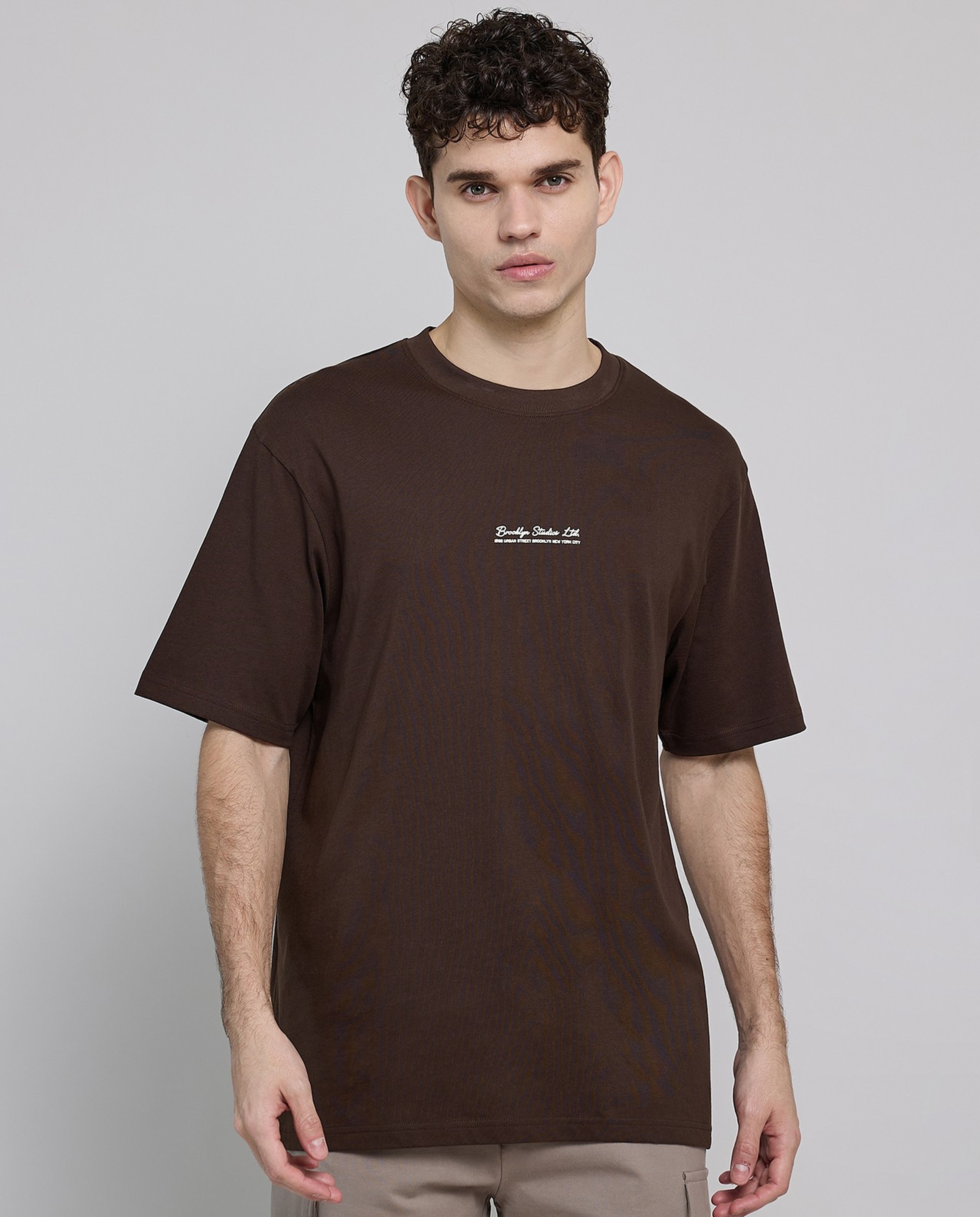 Typography Print T-Shirt with Crew Neck and Short Sleeves