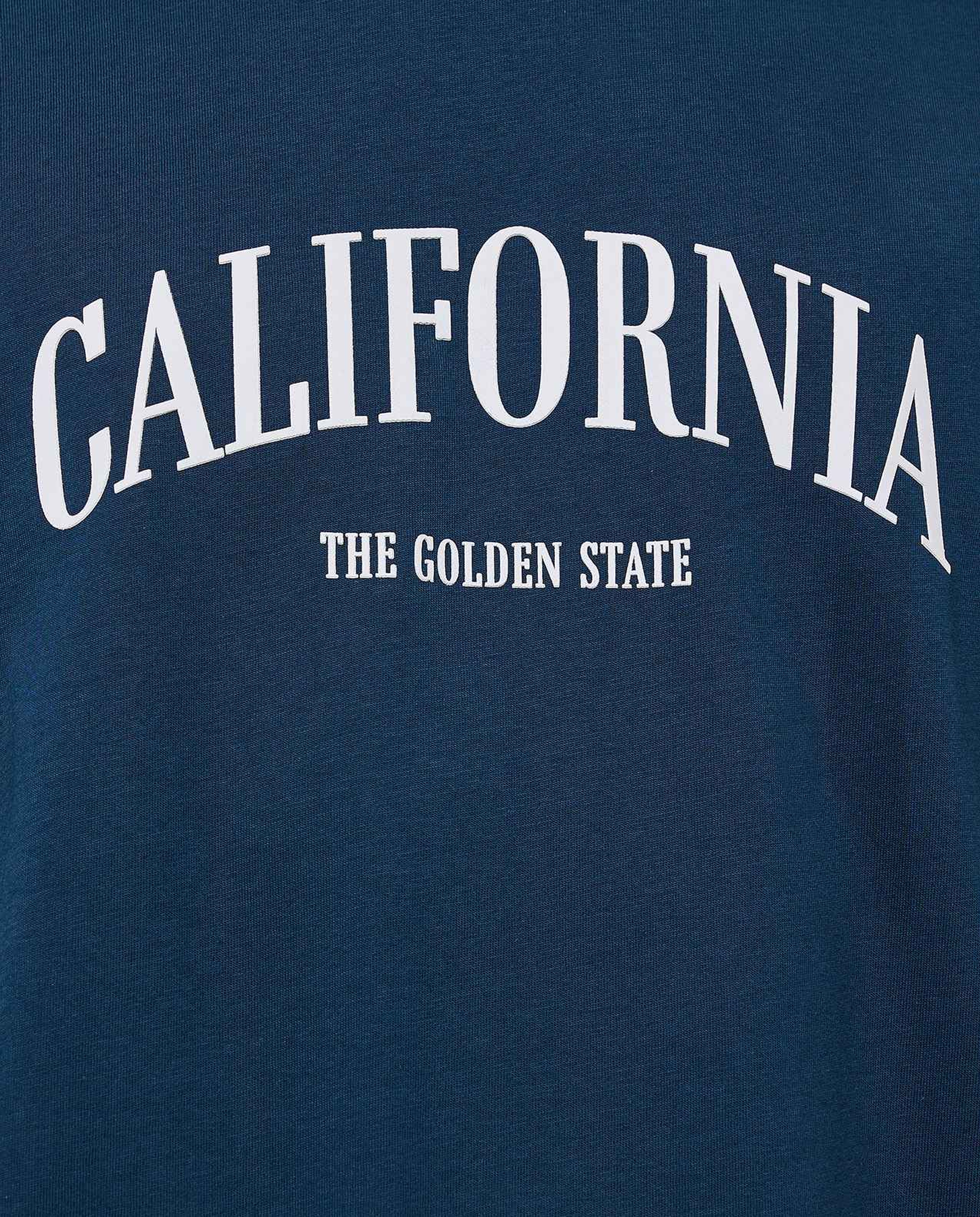 Typography Print T-Shirt with Crew Neck and Short Sleeves