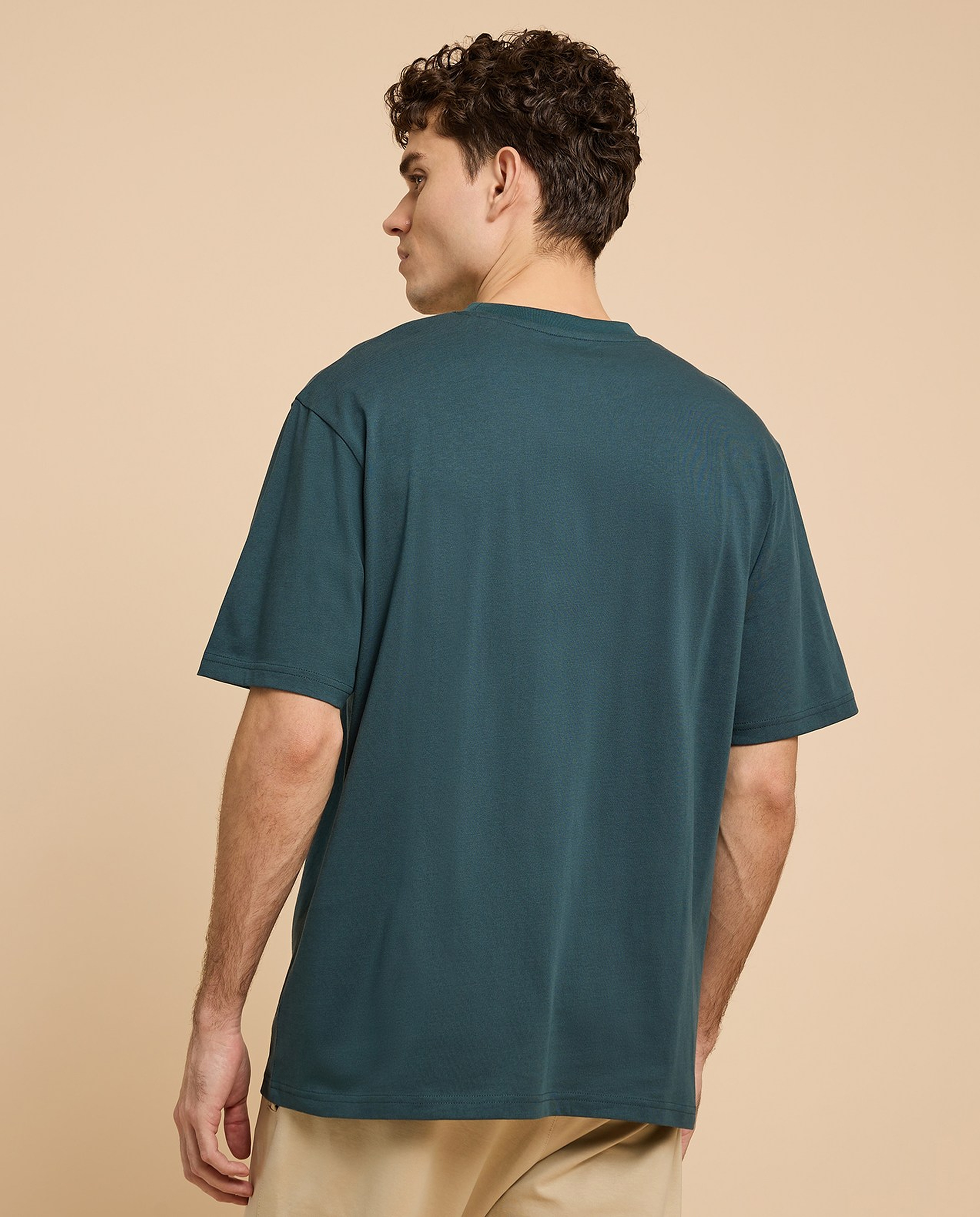 Typography Print T-Shirt with Crew Neck and Short Sleeves