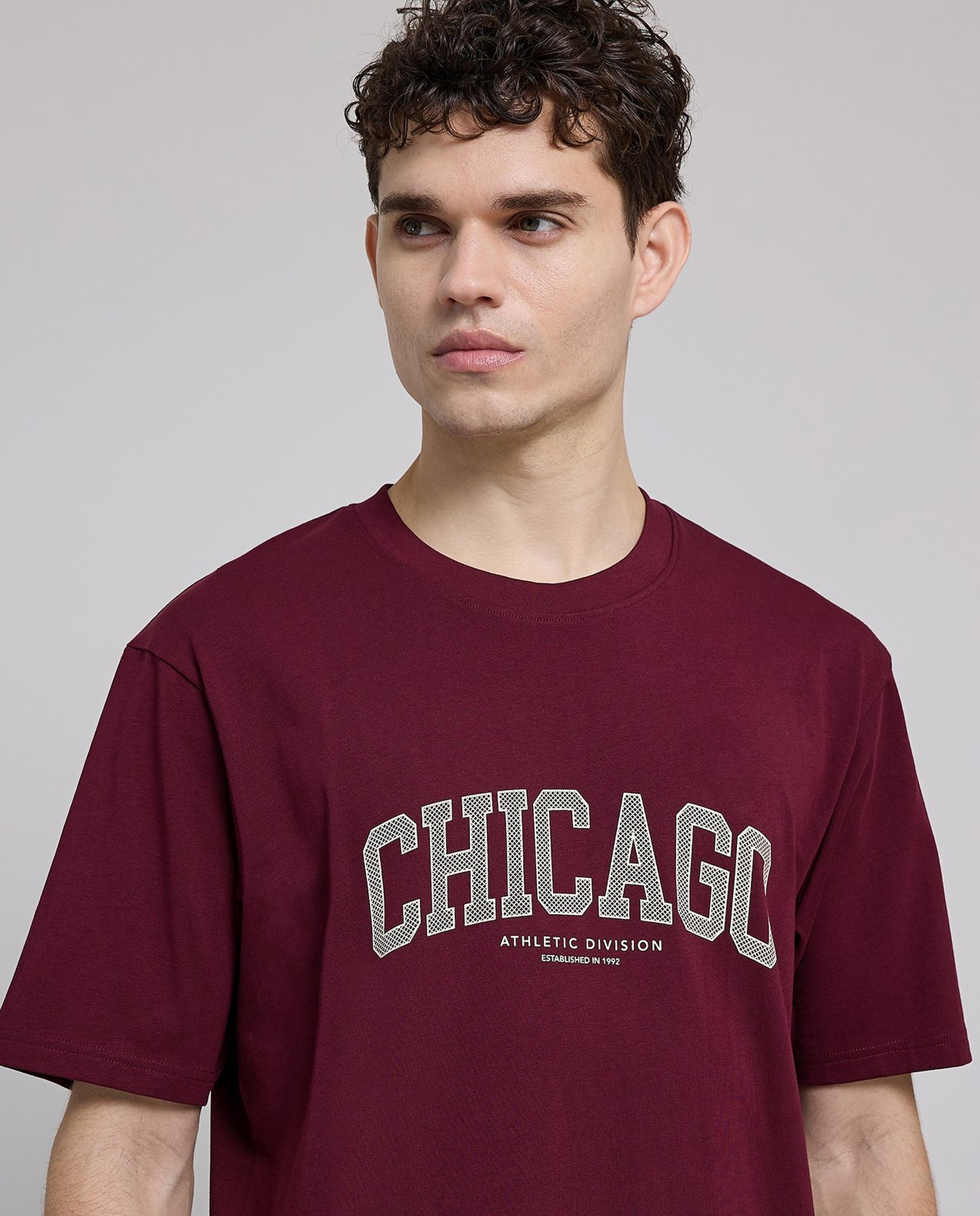 Typography Print T-Shirt with Crew Neck and Short Sleeves