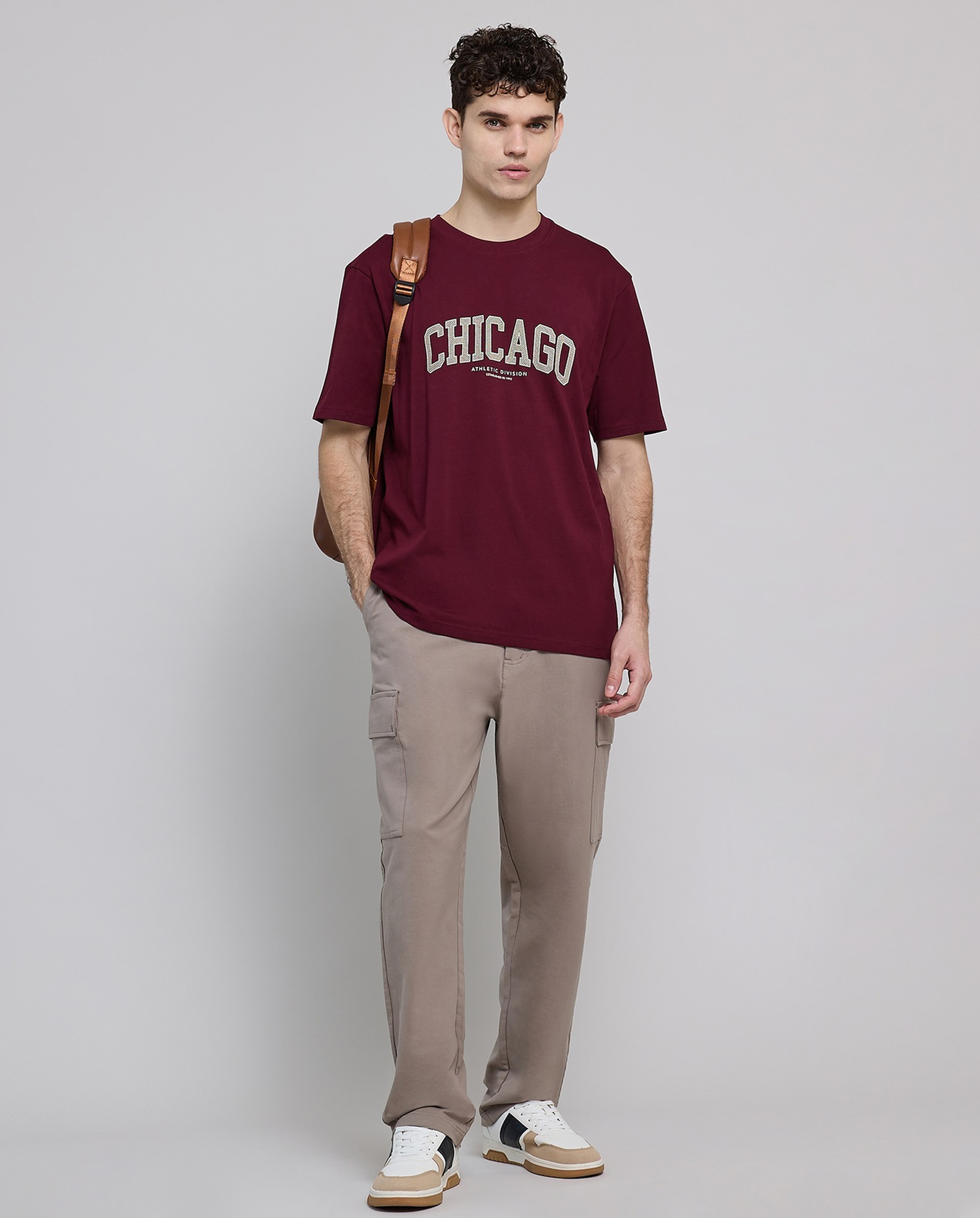 Typography Print T-Shirt with Crew Neck and Short Sleeves