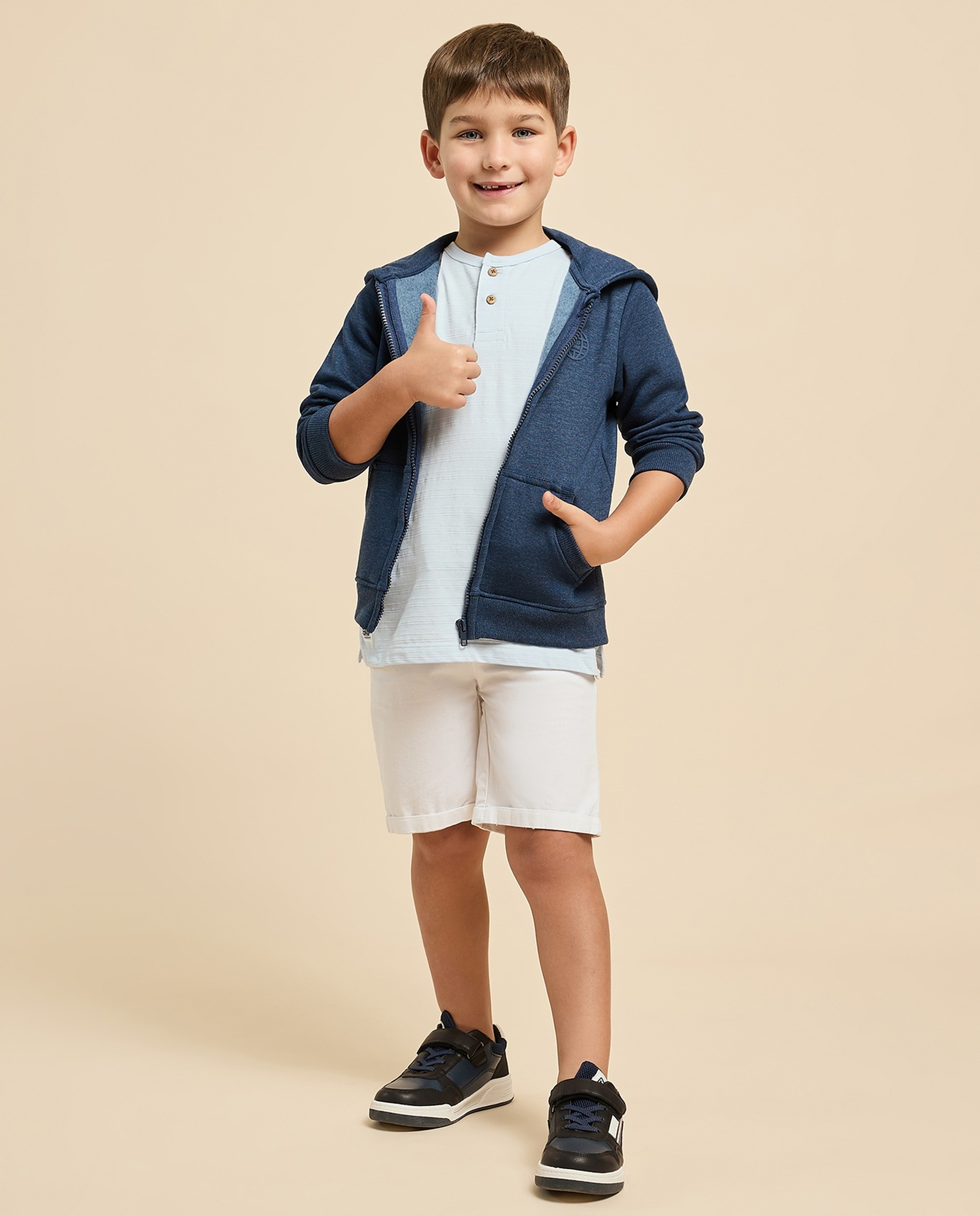 Textured T-Shirt with Henley Neck and Short Sleeves