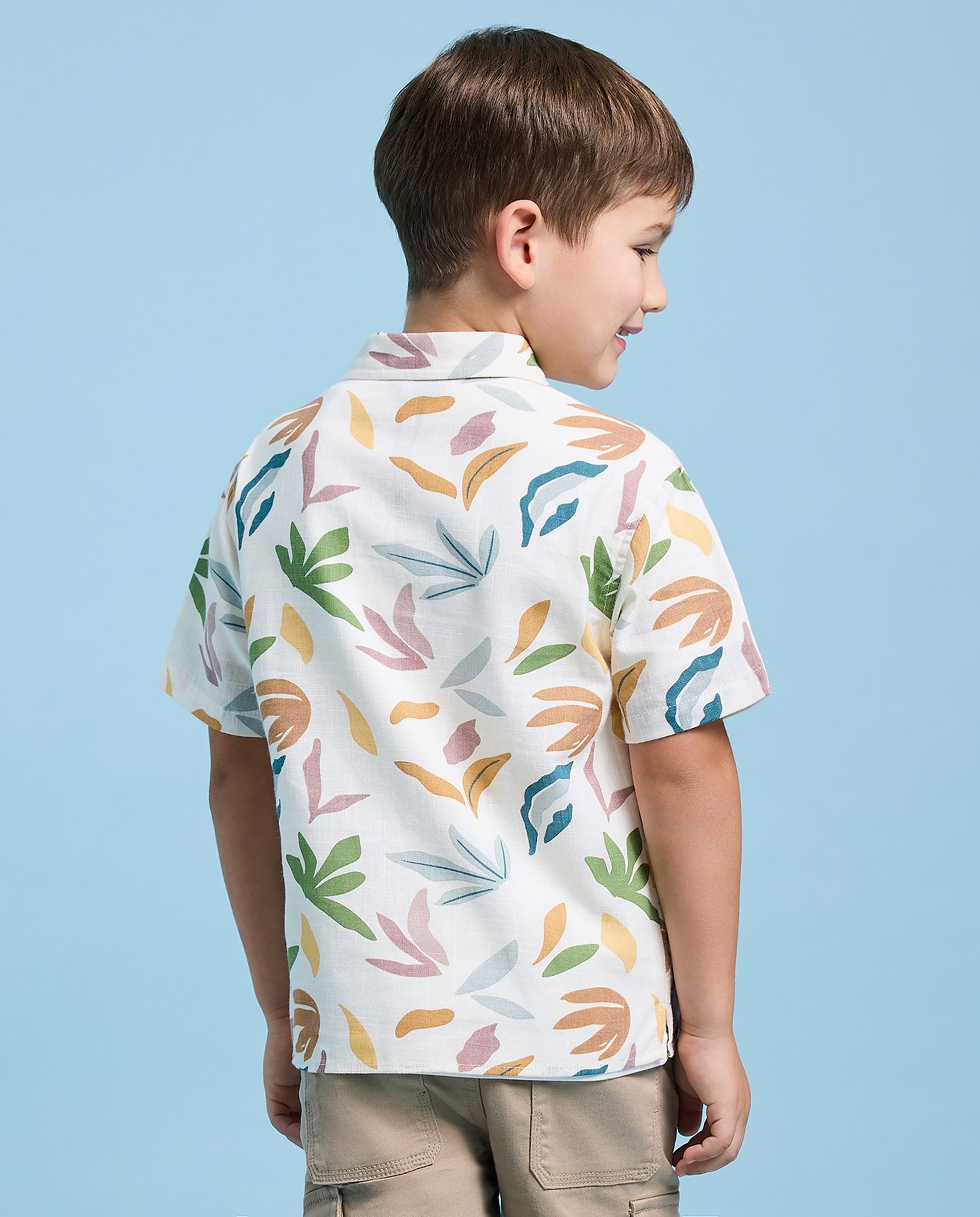 Printed Shirt with Classic Collar and Short Sleeves