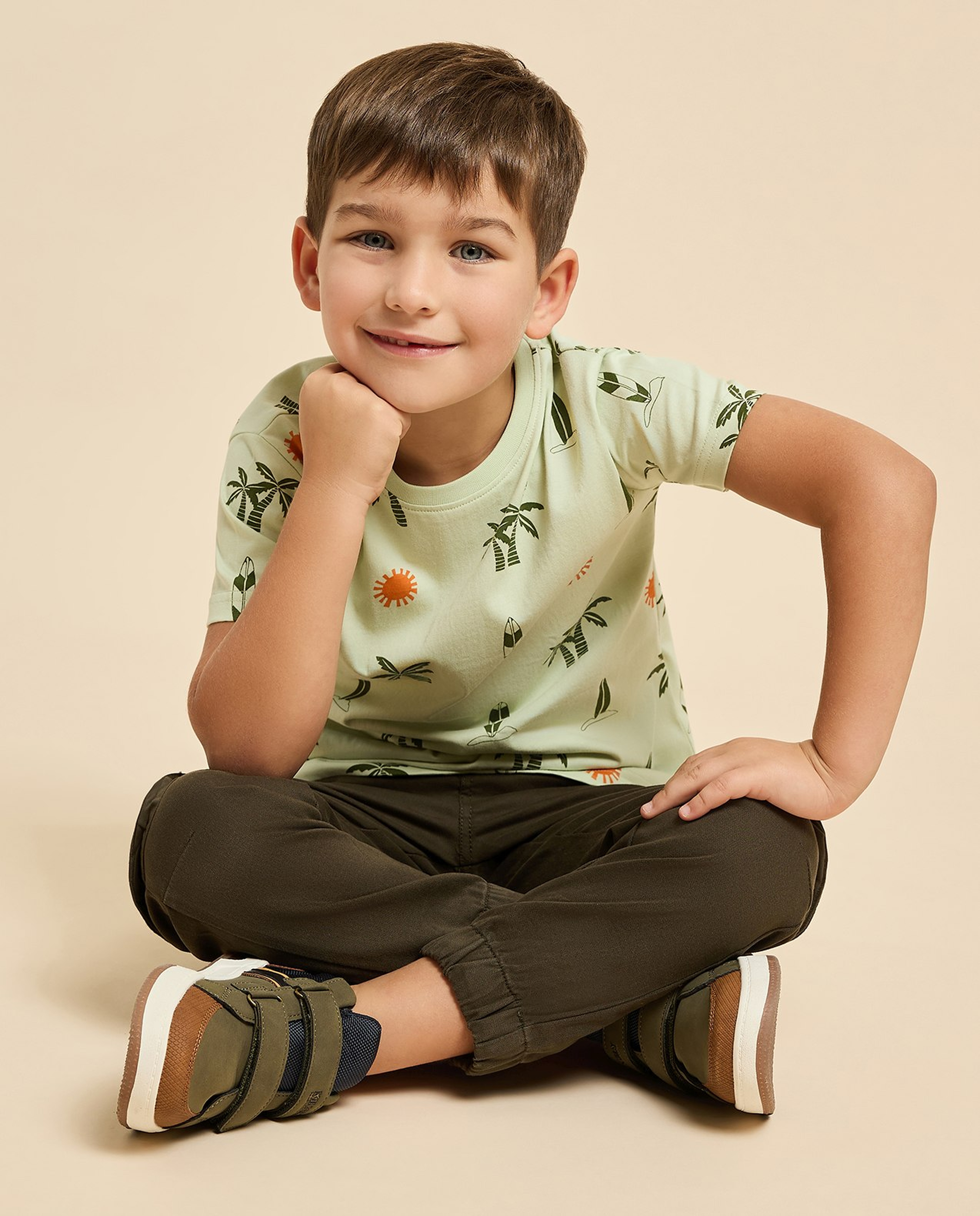 Printed T-Shirt with Crew Neck and Short Sleeves