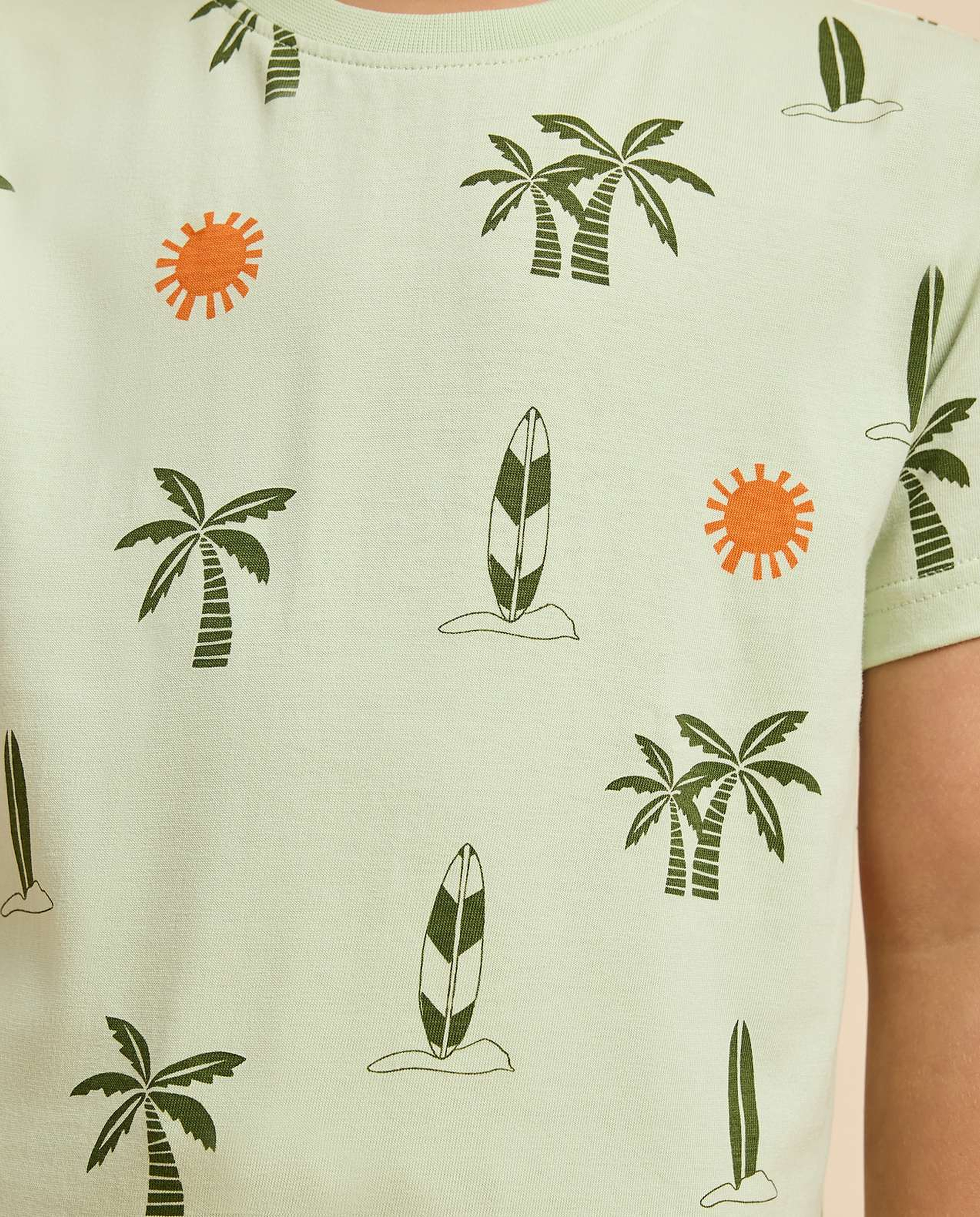 Printed T-Shirt with Crew Neck and Short Sleeves