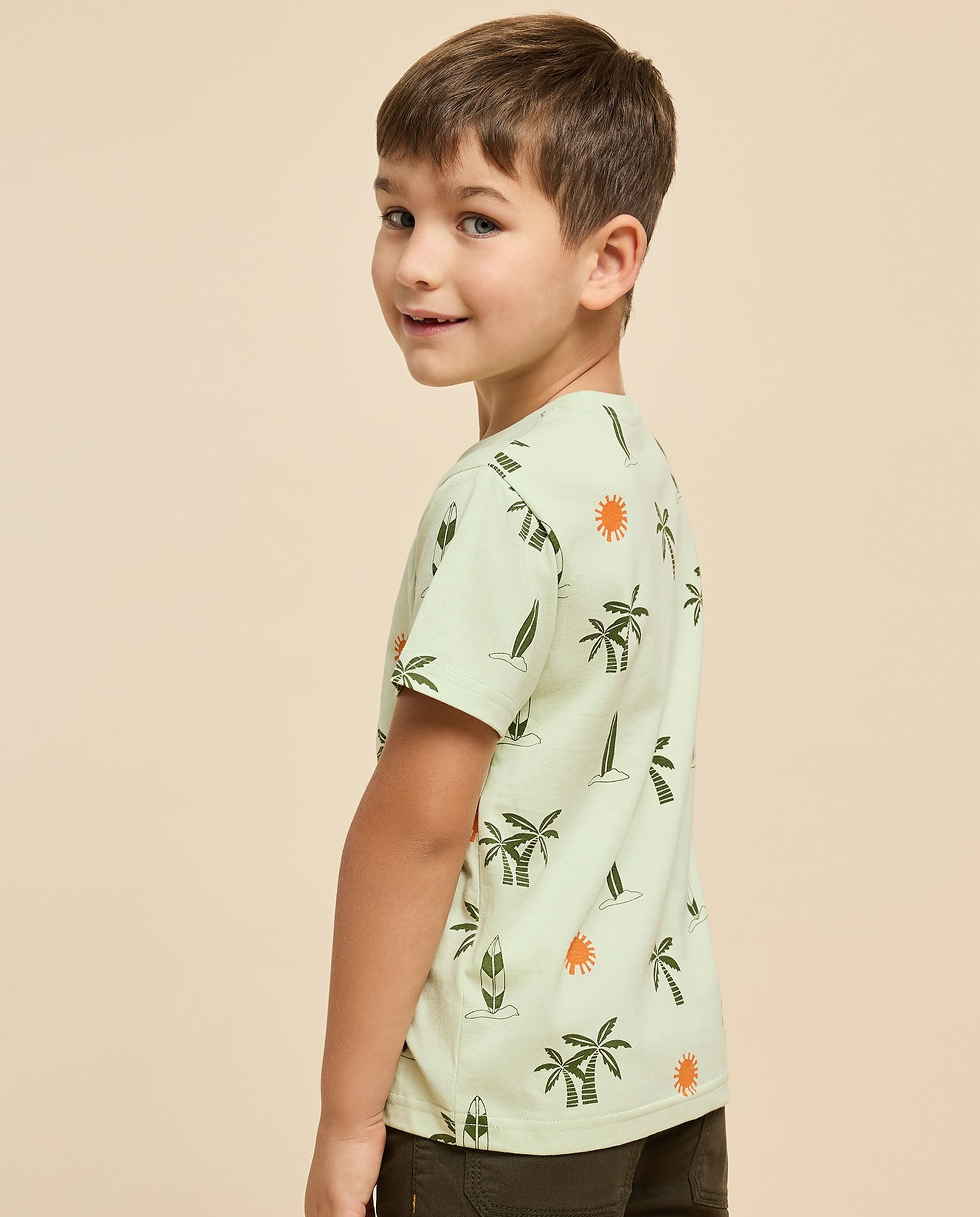 Printed T-Shirt with Crew Neck and Short Sleeves