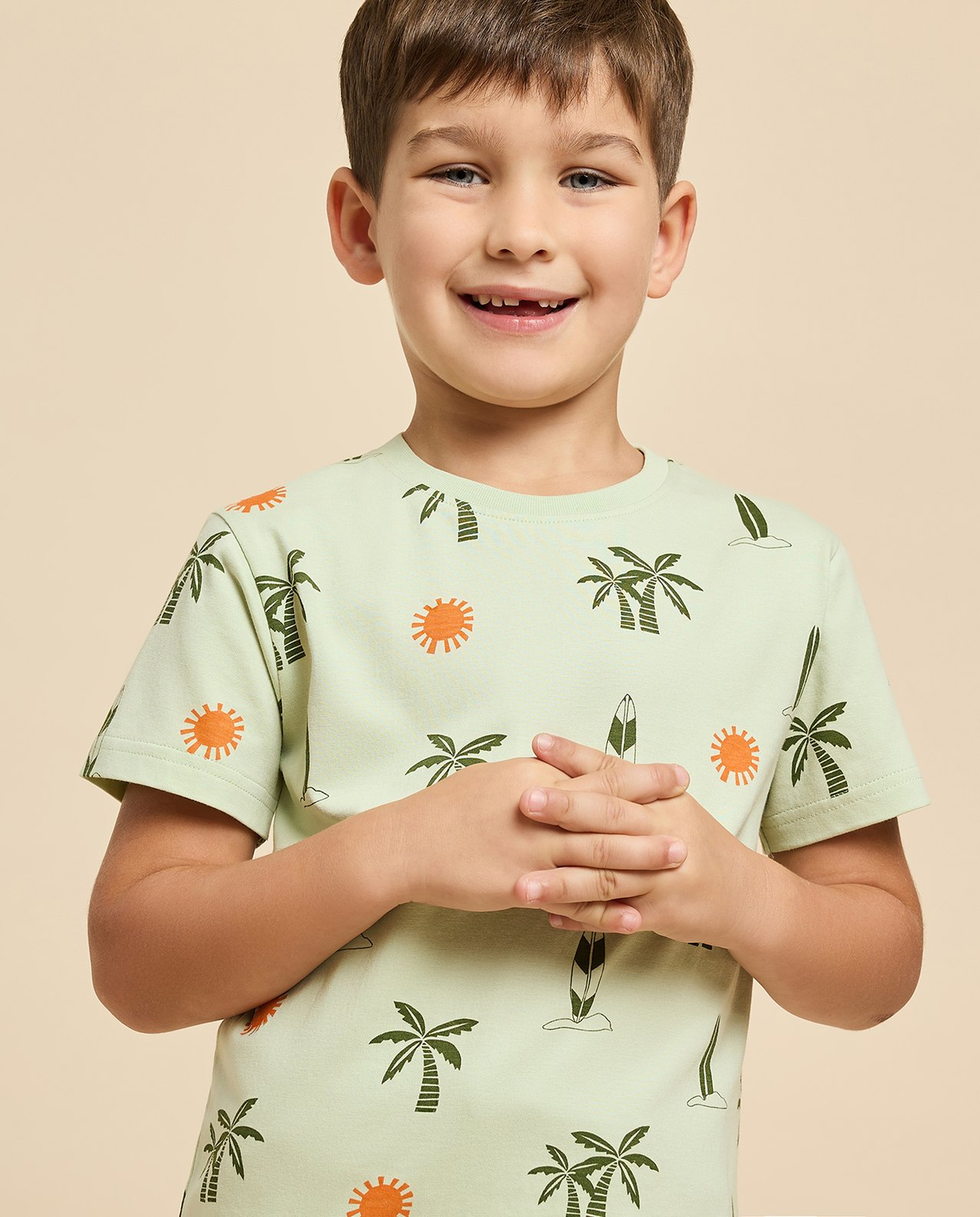 Printed T-Shirt with Crew Neck and Short Sleeves