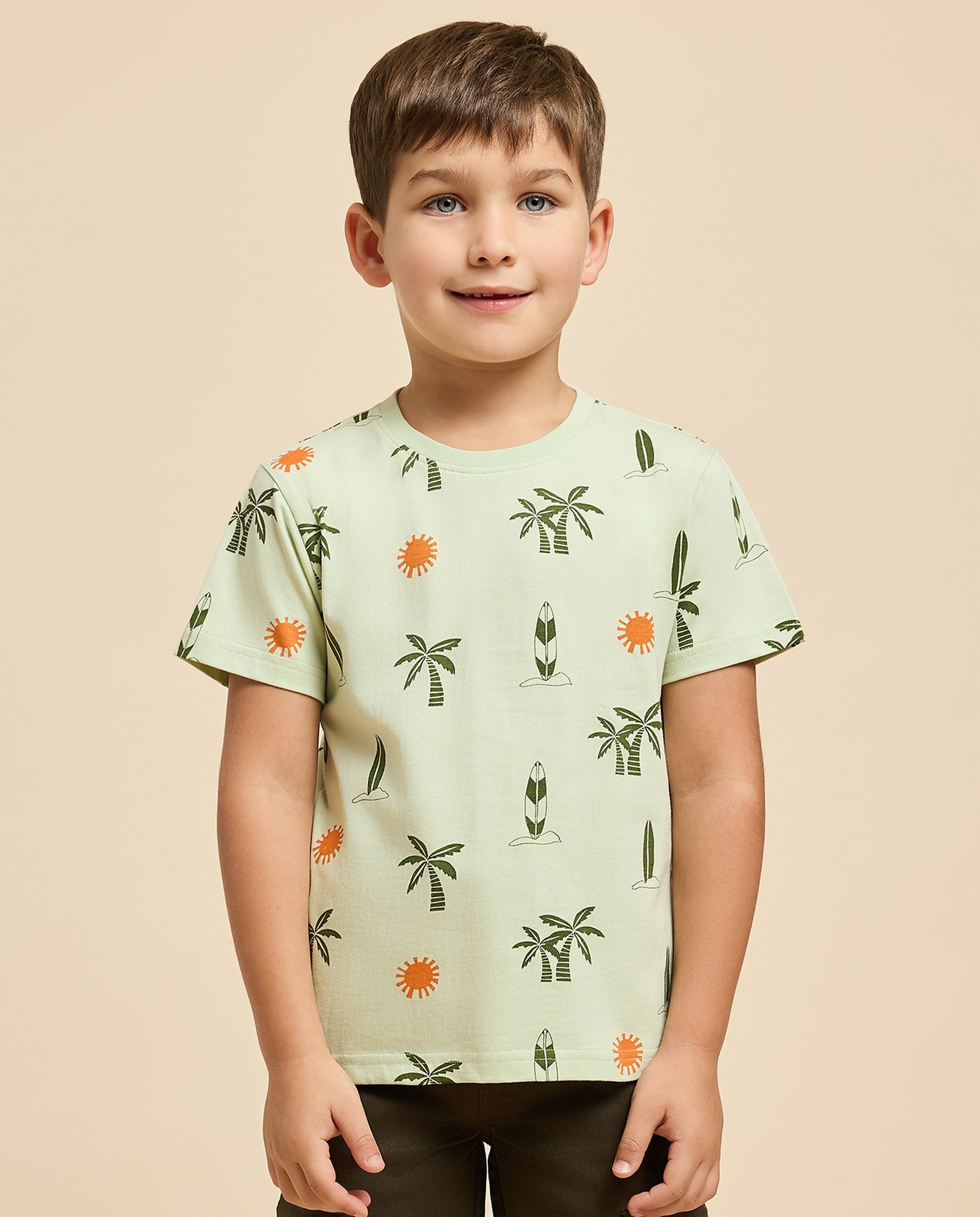 Printed T-Shirt with Crew Neck and Short Sleeves