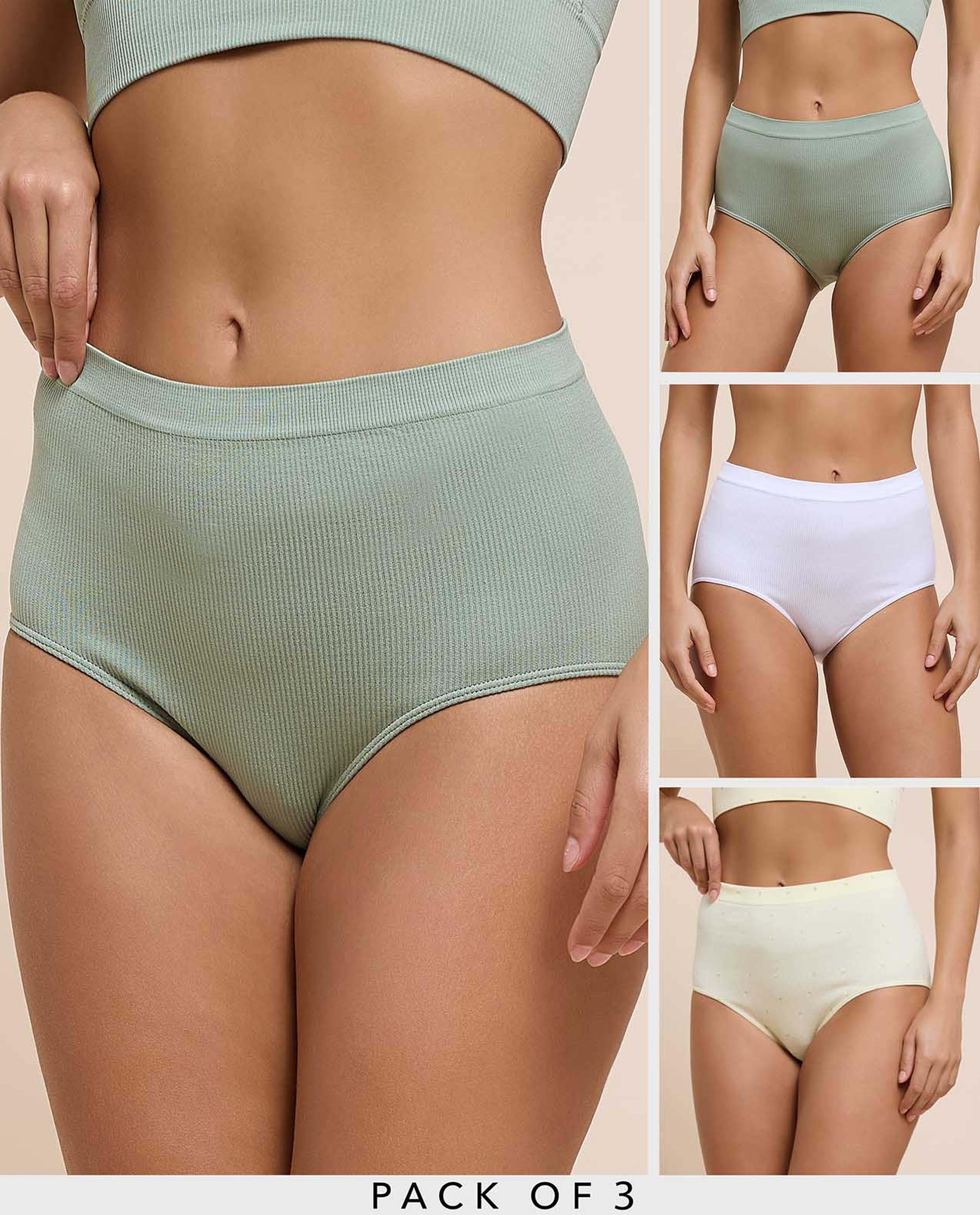 3 Pack Ribbed Full Briefs