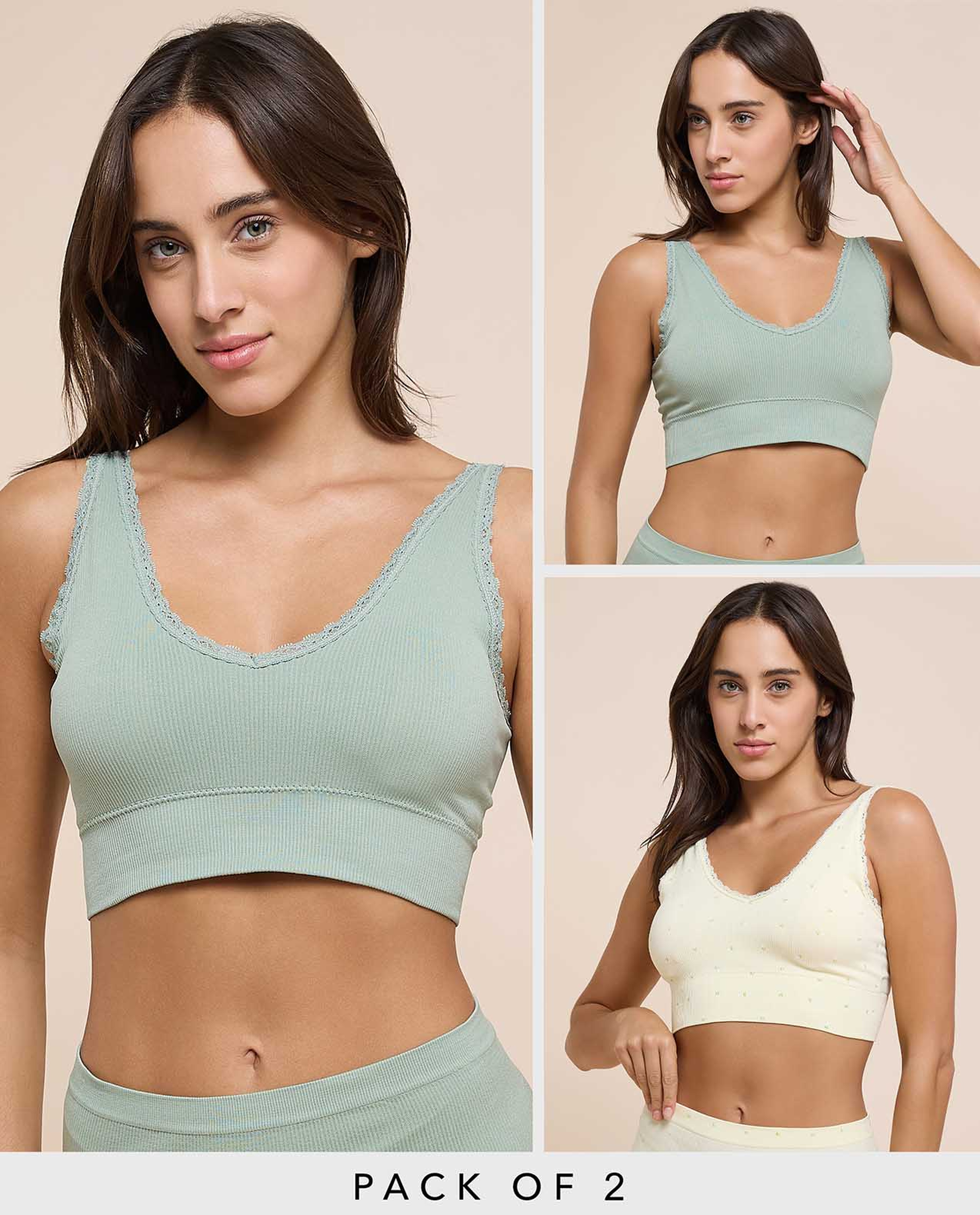 2 Pack Ribbed Sports Bra