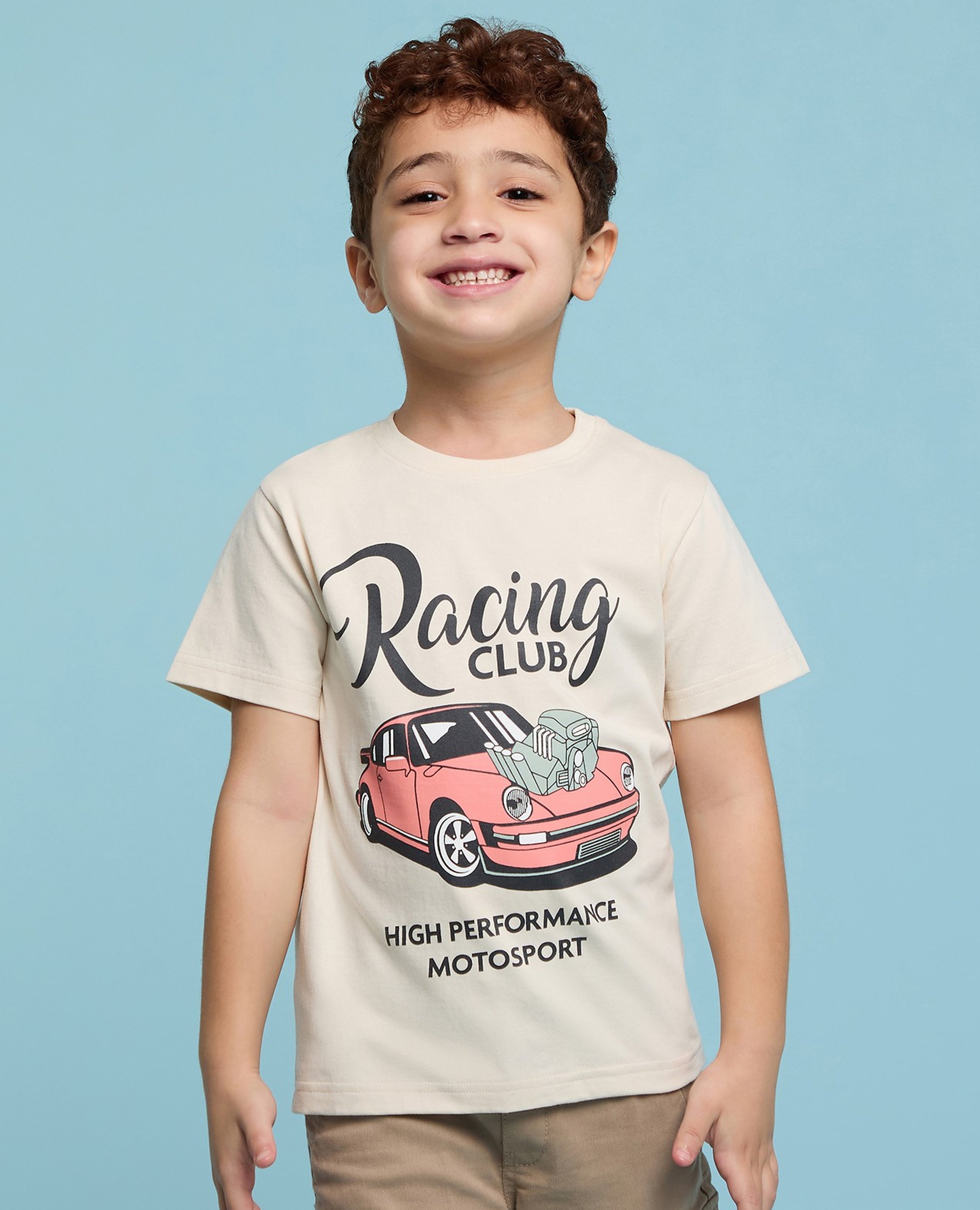 تيشيرت كم قصير بطبعة برقبة مستديرة