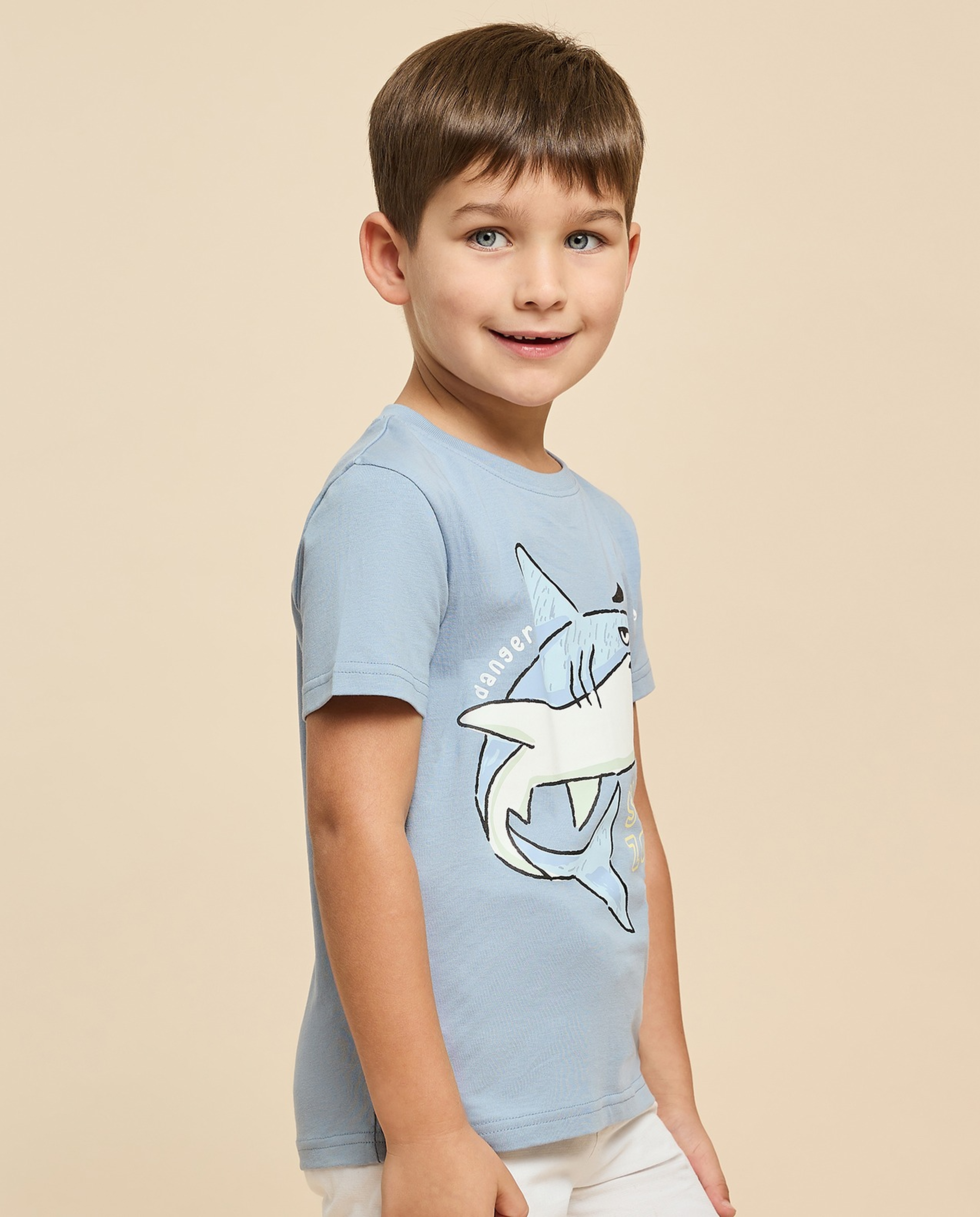 Printed T-Shirt with Crew Neck and Short Sleeves