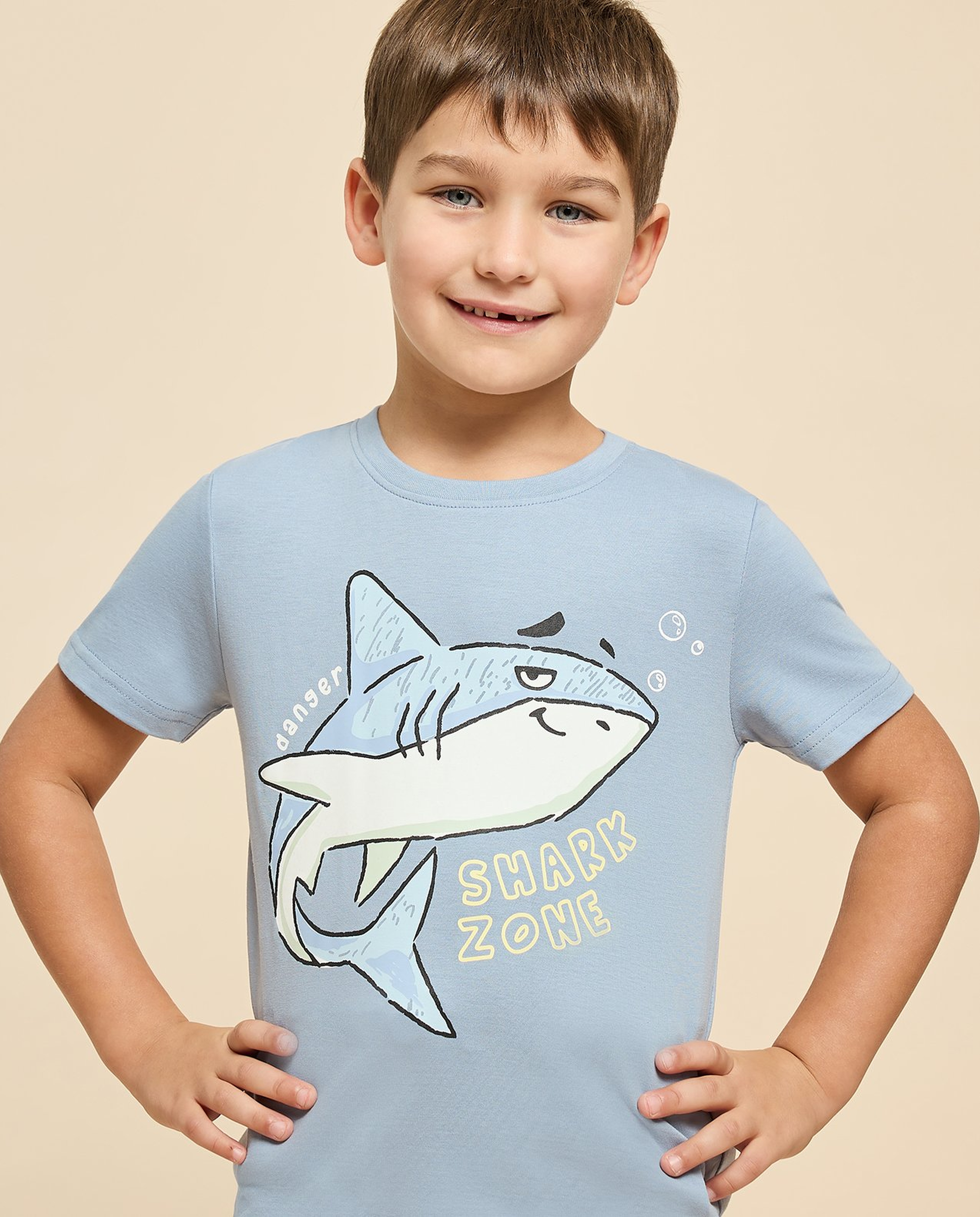 Printed T-Shirt with Crew Neck and Short Sleeves