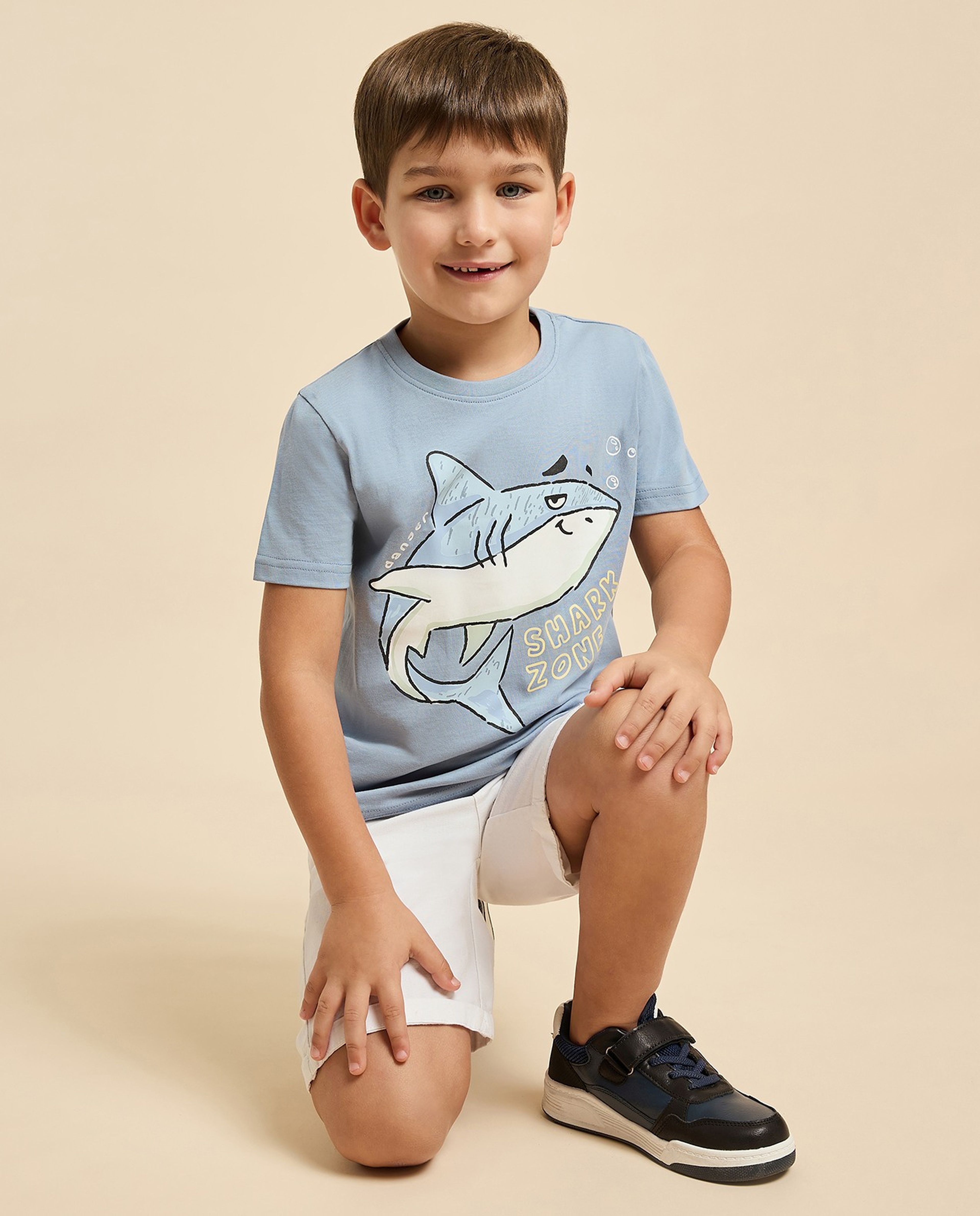 Printed T-Shirt with Crew Neck and Short Sleeves