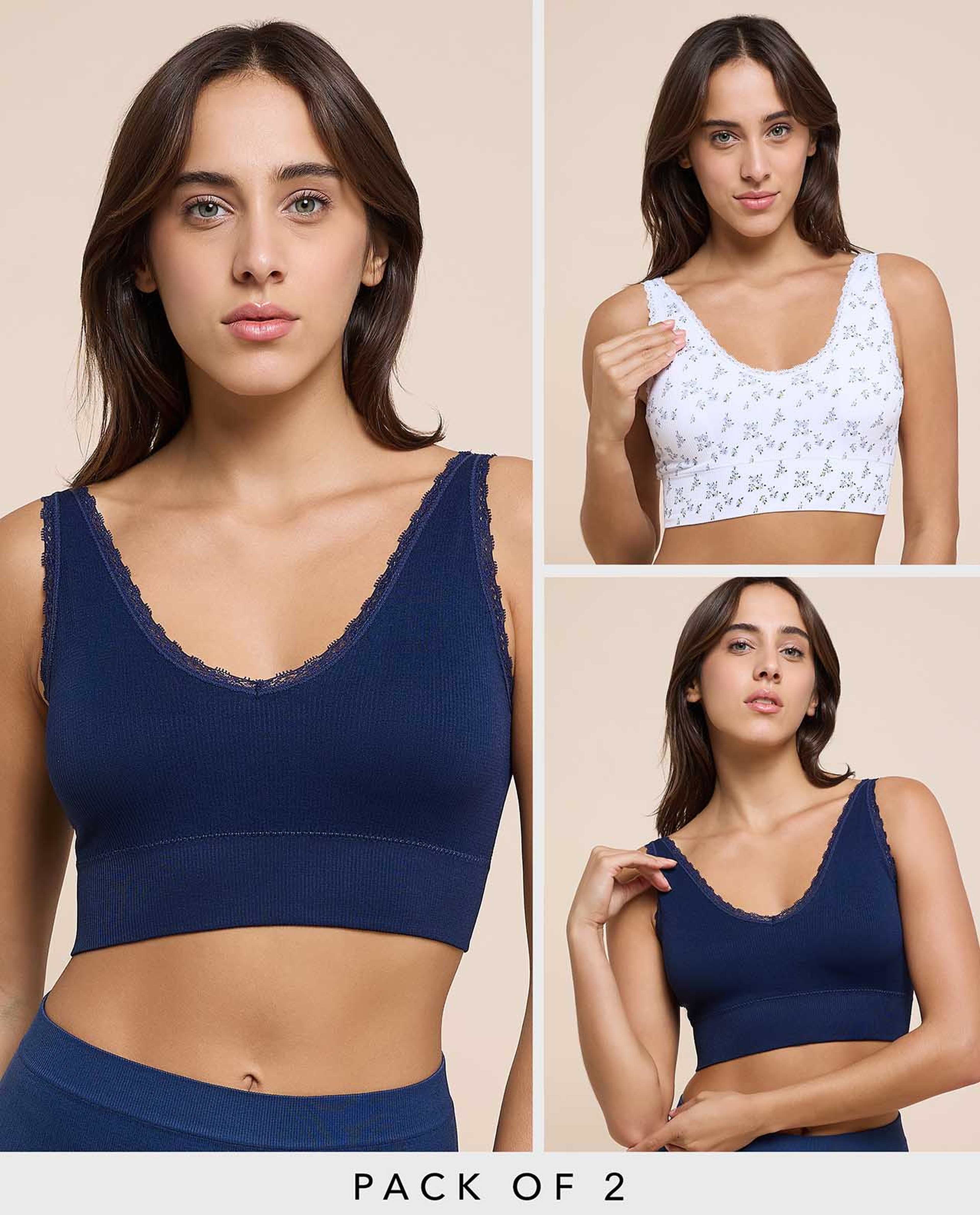 2 Pack Ribbed Sports Bra