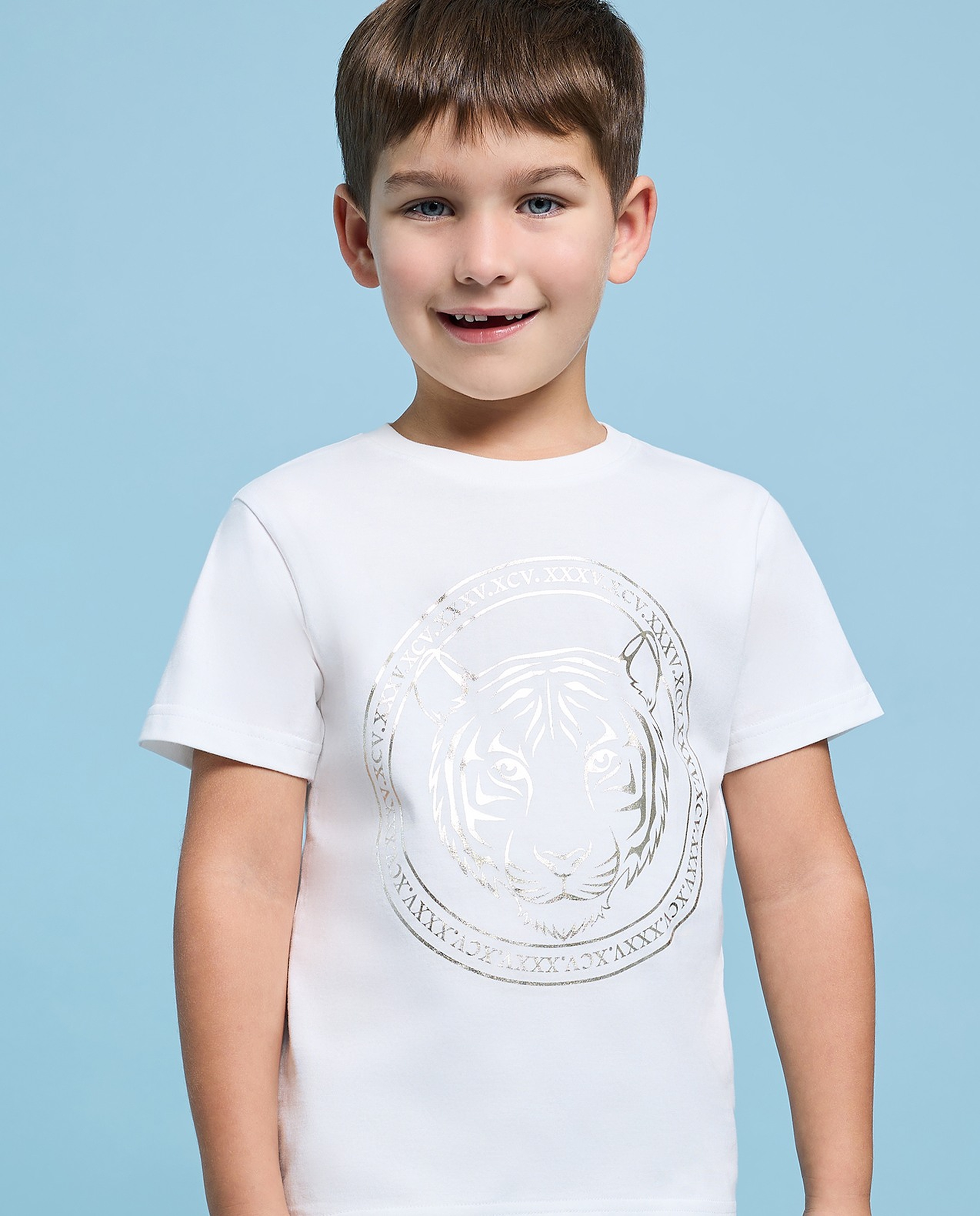 Printed T-Shirt with Crew Neck and Short Sleeves