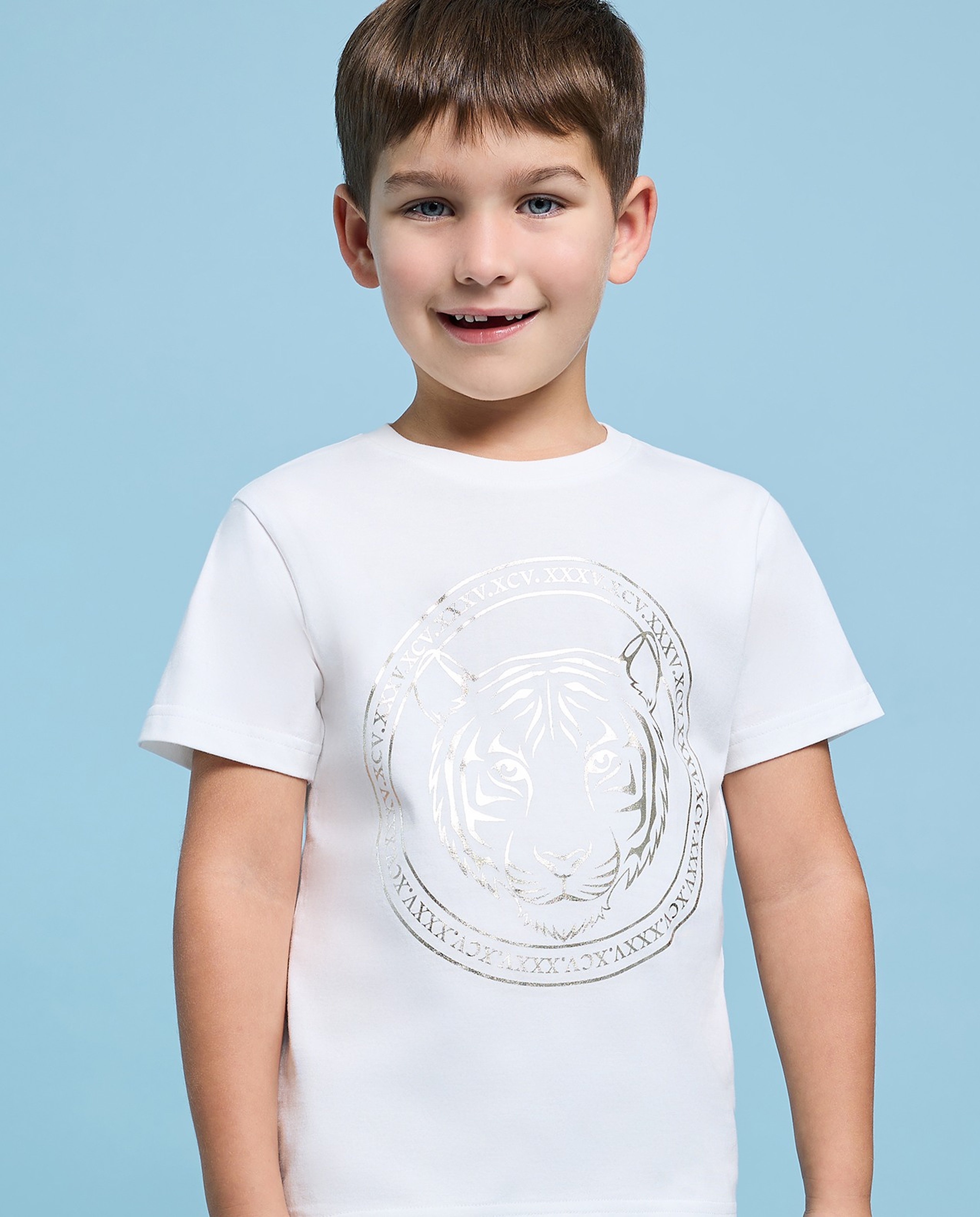 Printed T-Shirt with Crew Neck and Short Sleeves