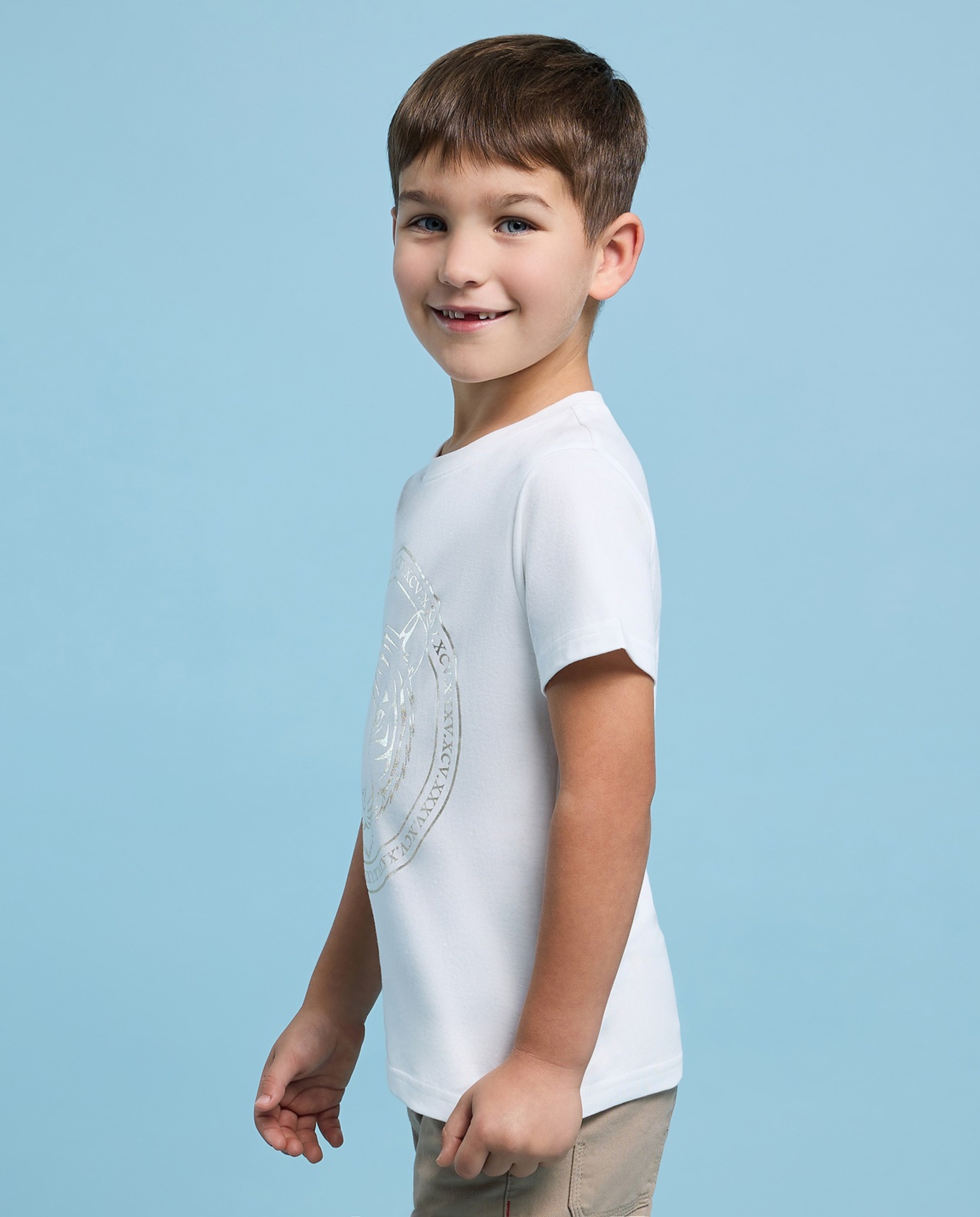 Printed T-Shirt with Crew Neck and Short Sleeves