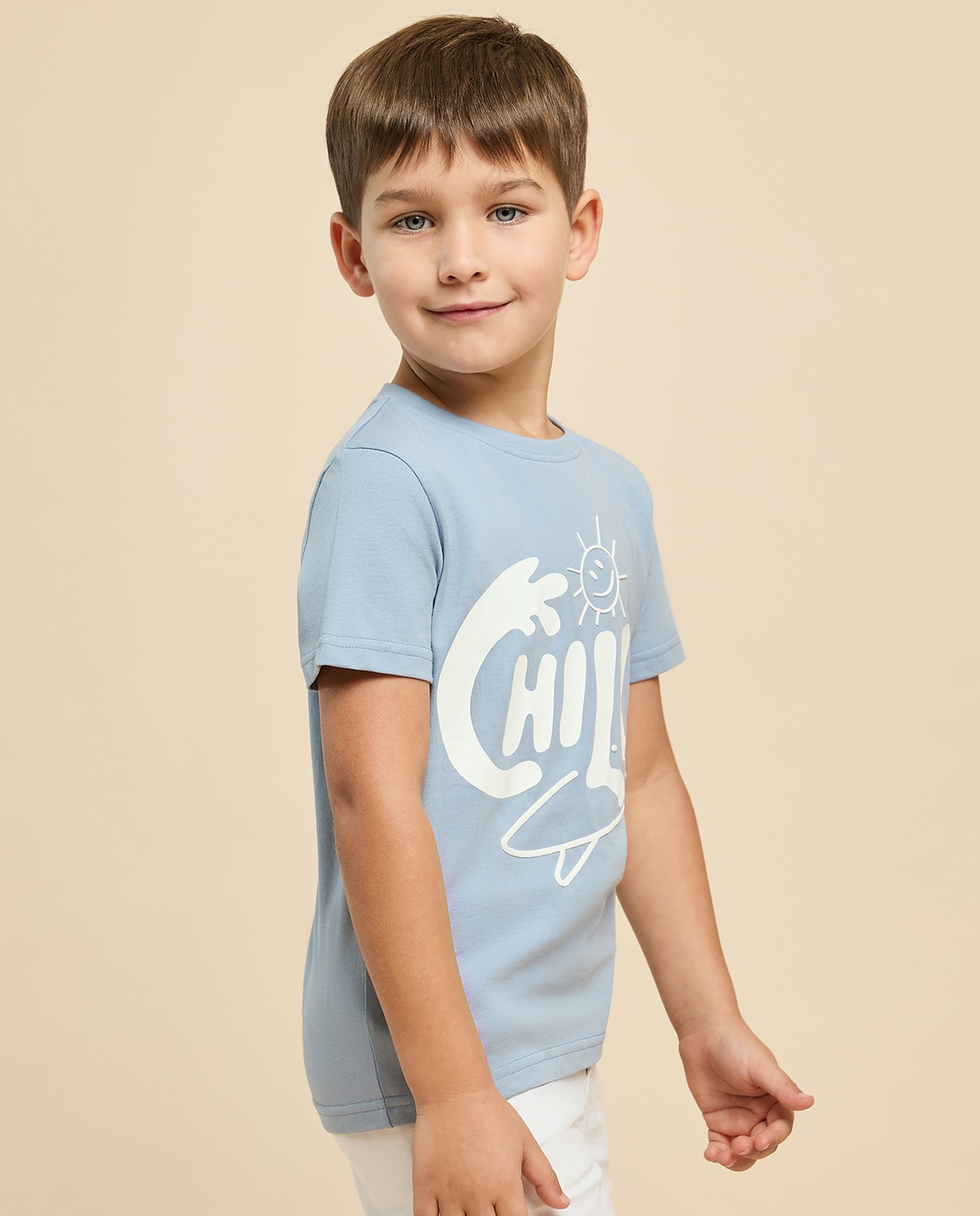 Printed T-Shirt with Crew Neck and Short Sleeves