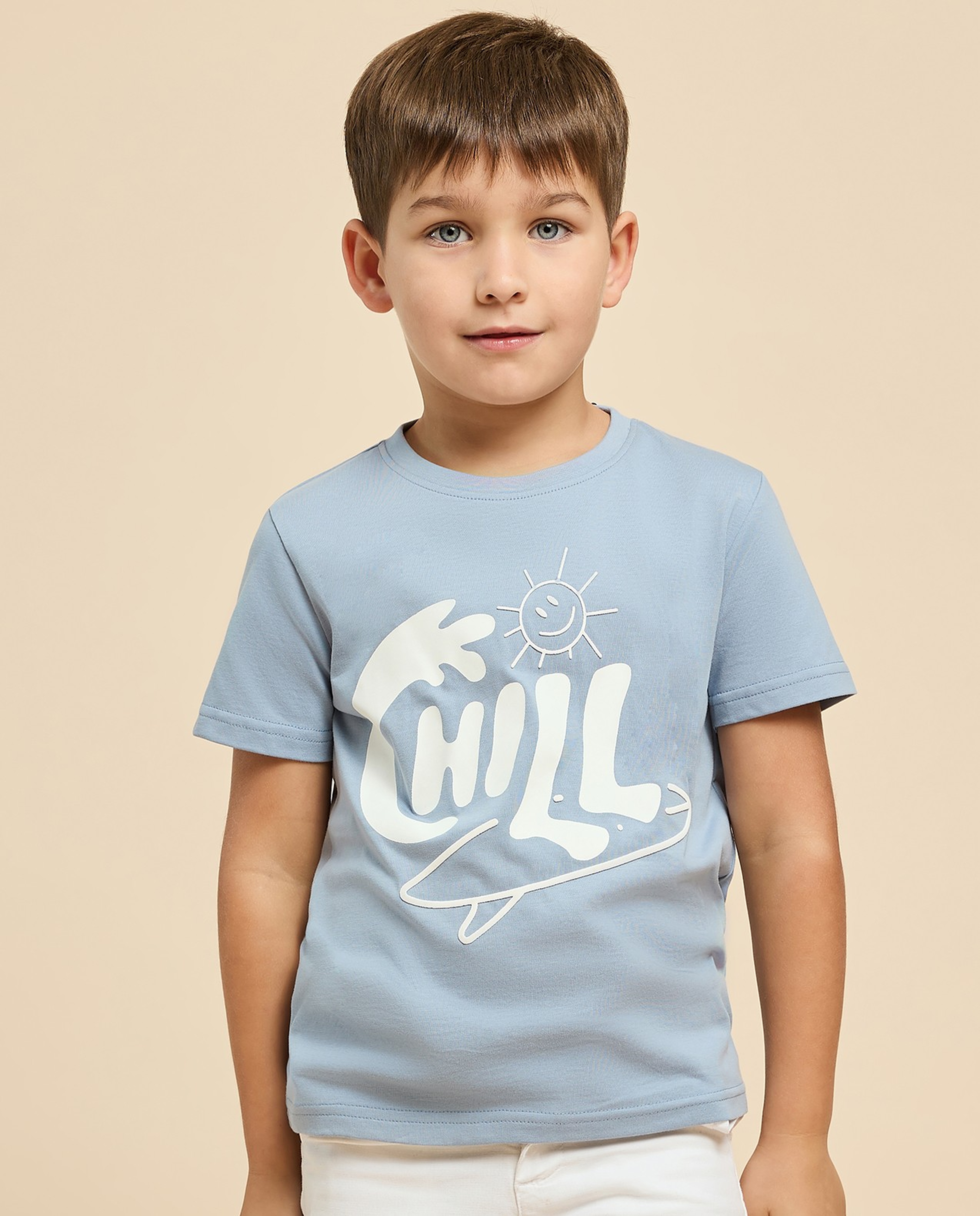 Printed T-Shirt with Crew Neck and Short Sleeves