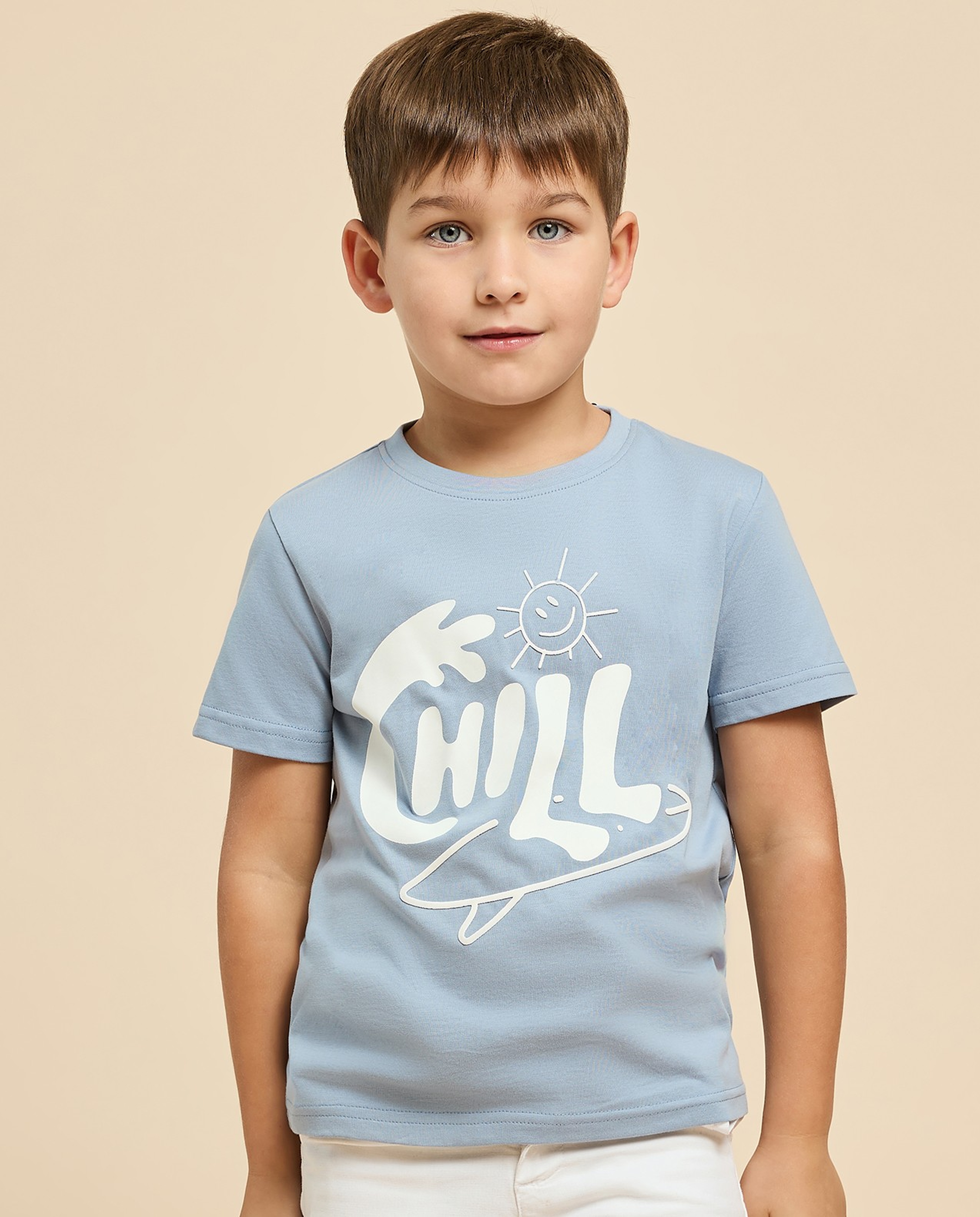 Printed T-Shirt with Crew Neck and Short Sleeves