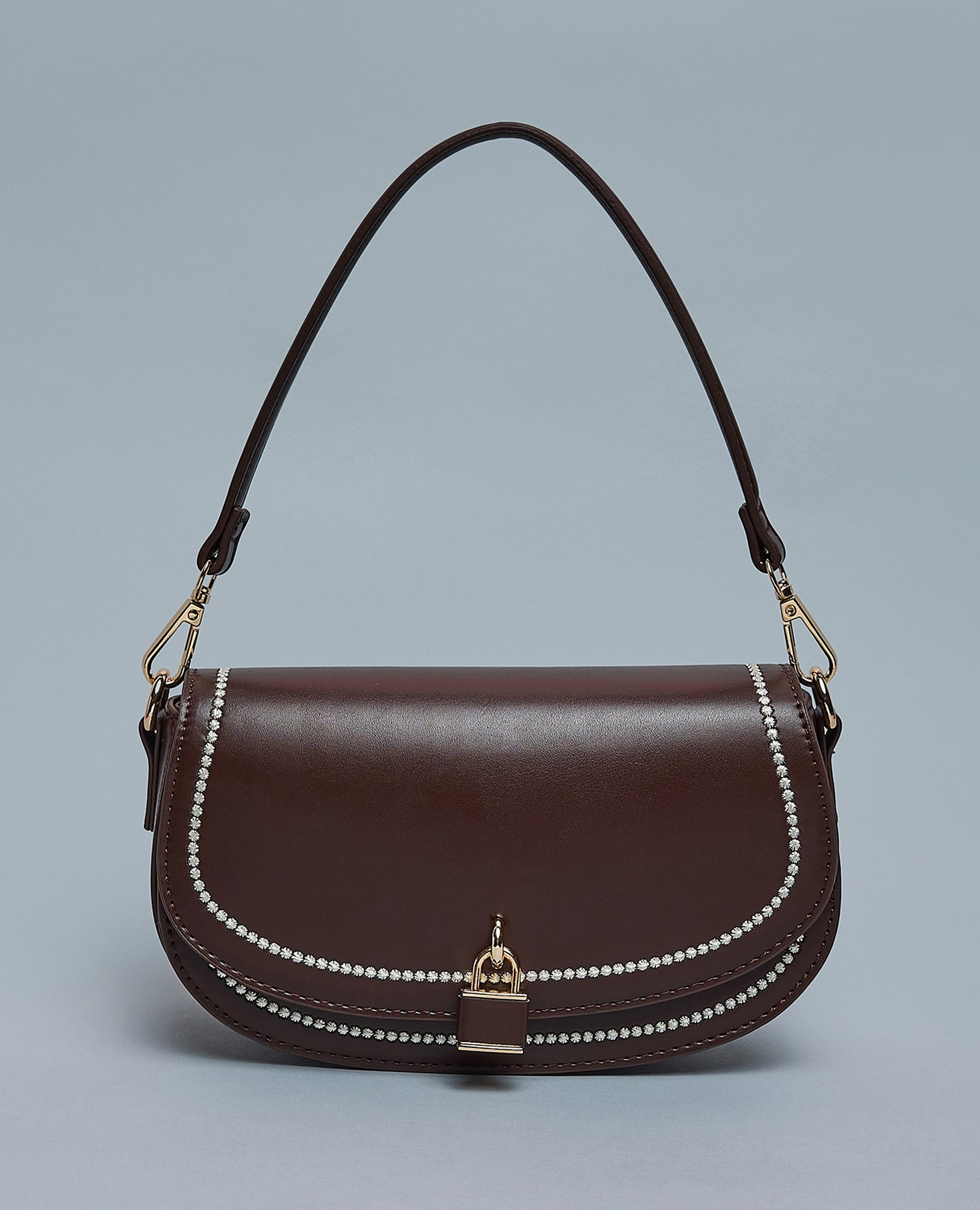 Embroidered Flap Shoulder Bag