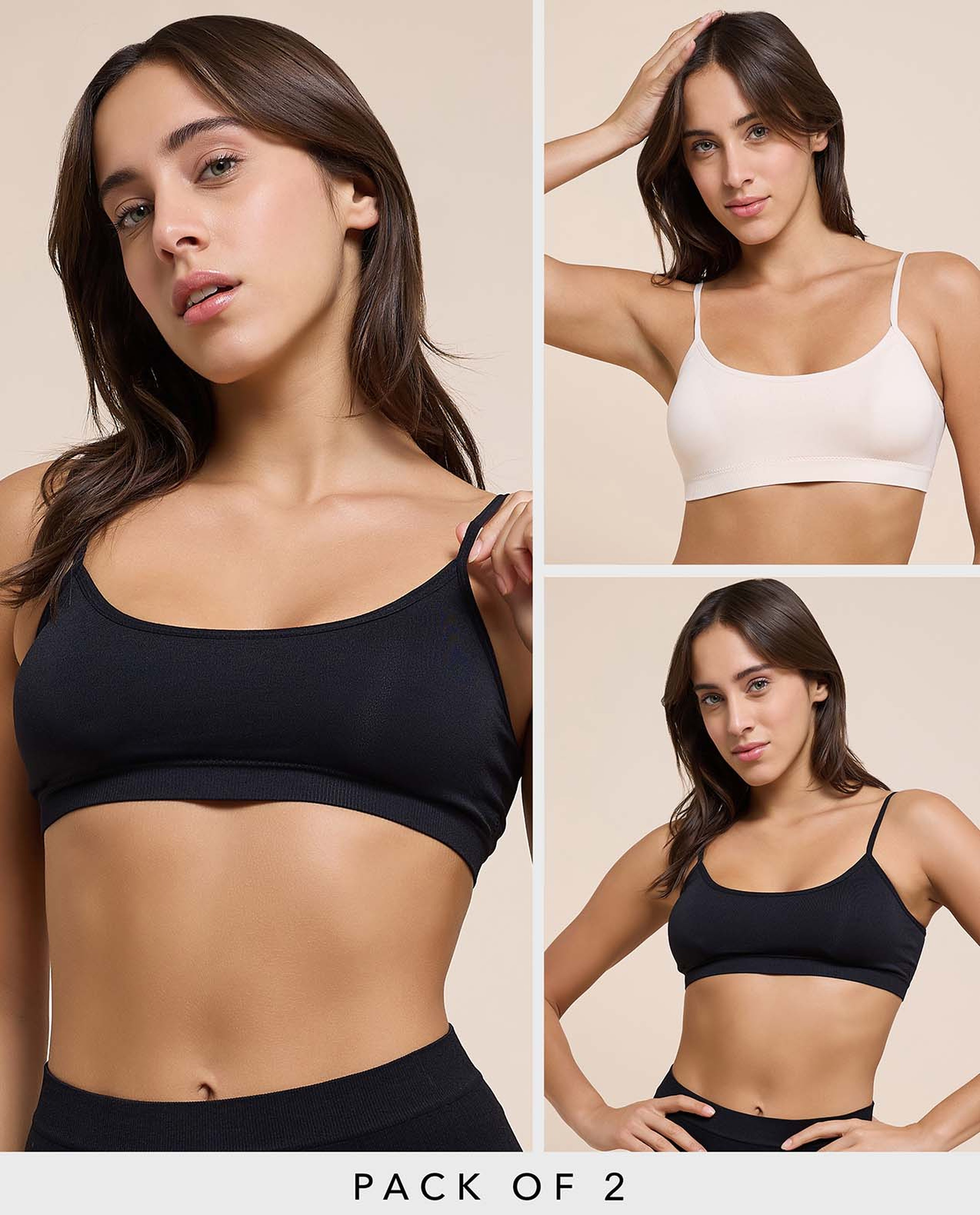 2 Pack Solid Sports Bra