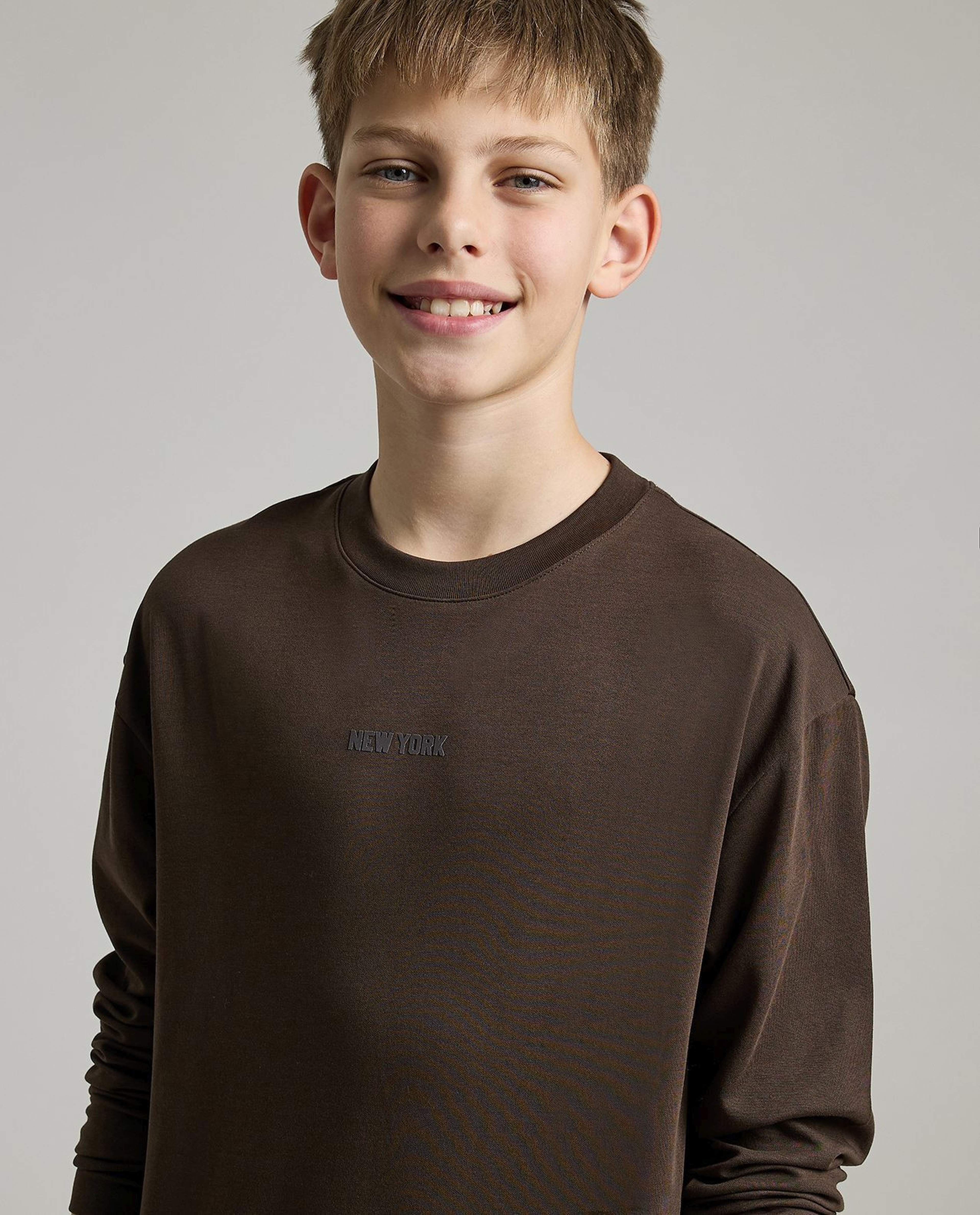 Printed T-Shirt with Crew Neck and Long Sleeves