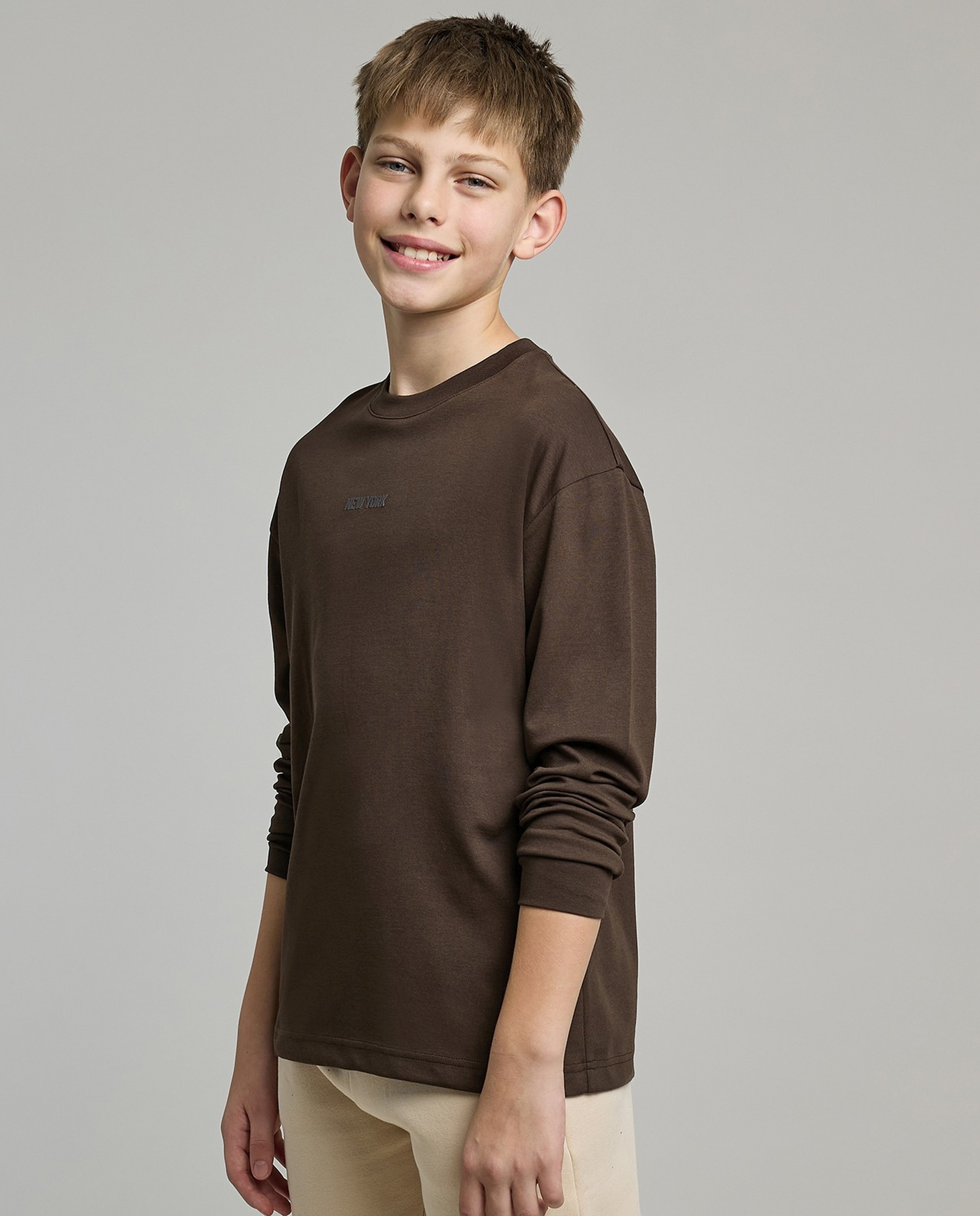 Printed T-Shirt with Crew Neck and Long Sleeves