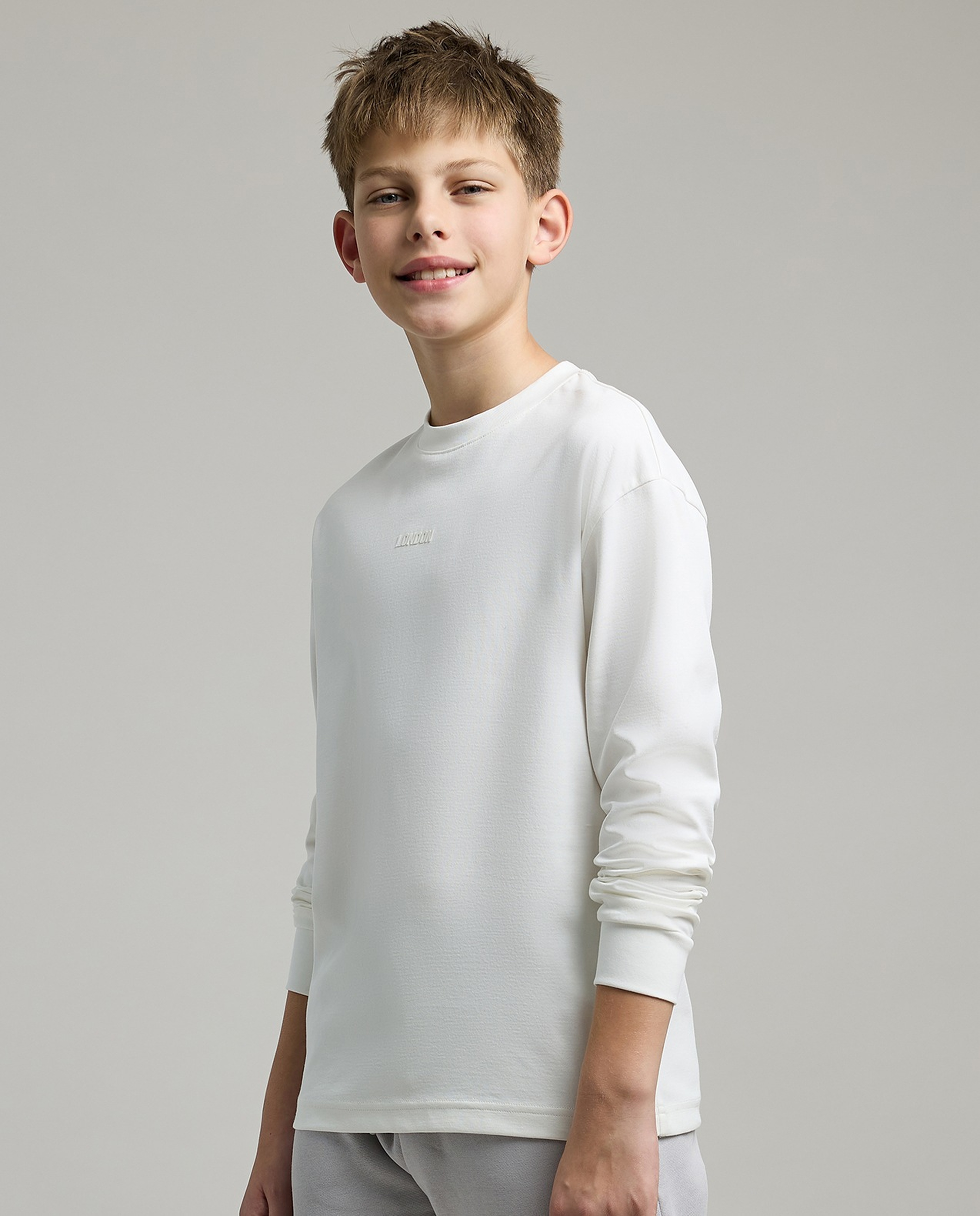 Printed T-Shirt with Crew Neck and Long Sleeves